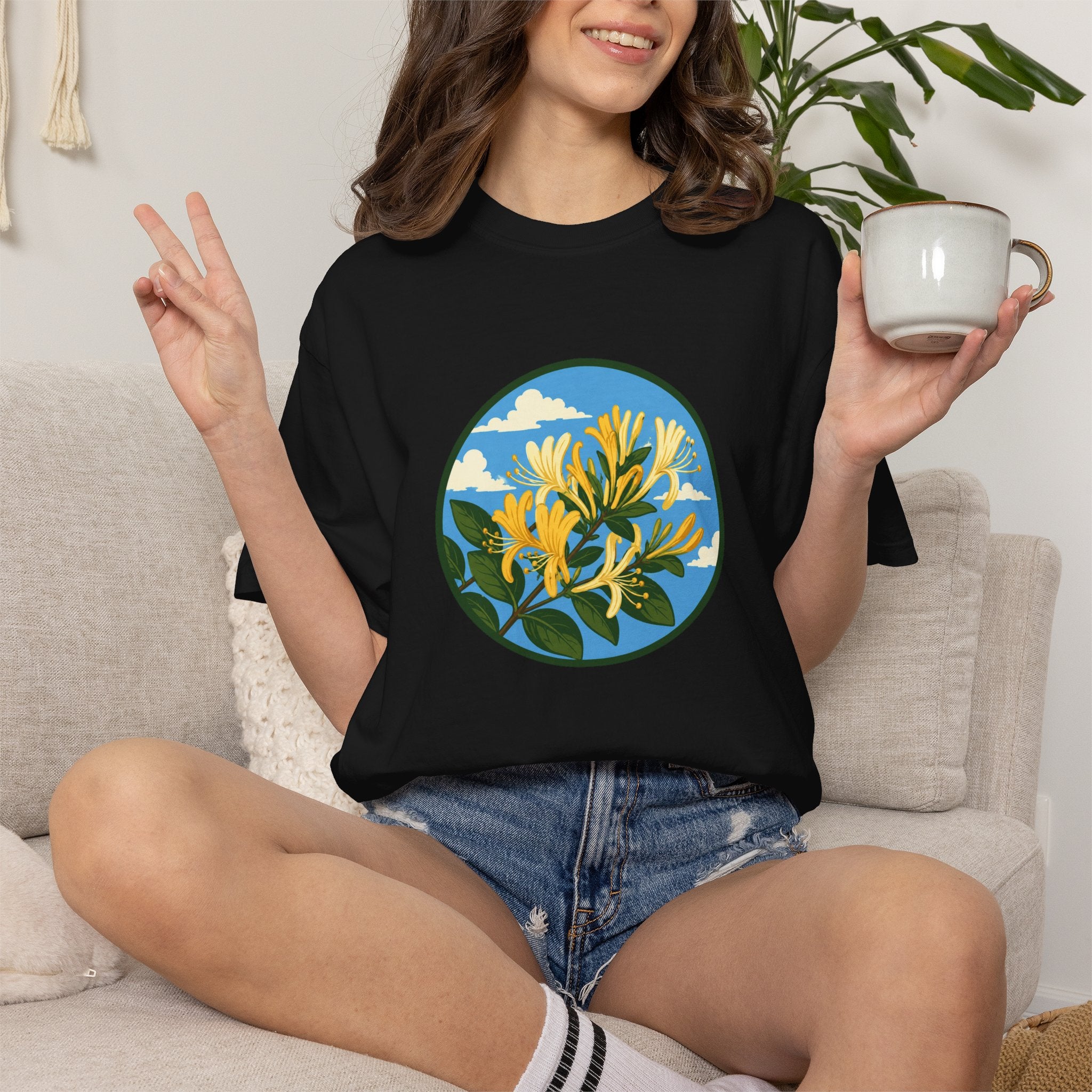 Honeysuckle Circle Tee — Botanical Floral Graphic T-Shirt
