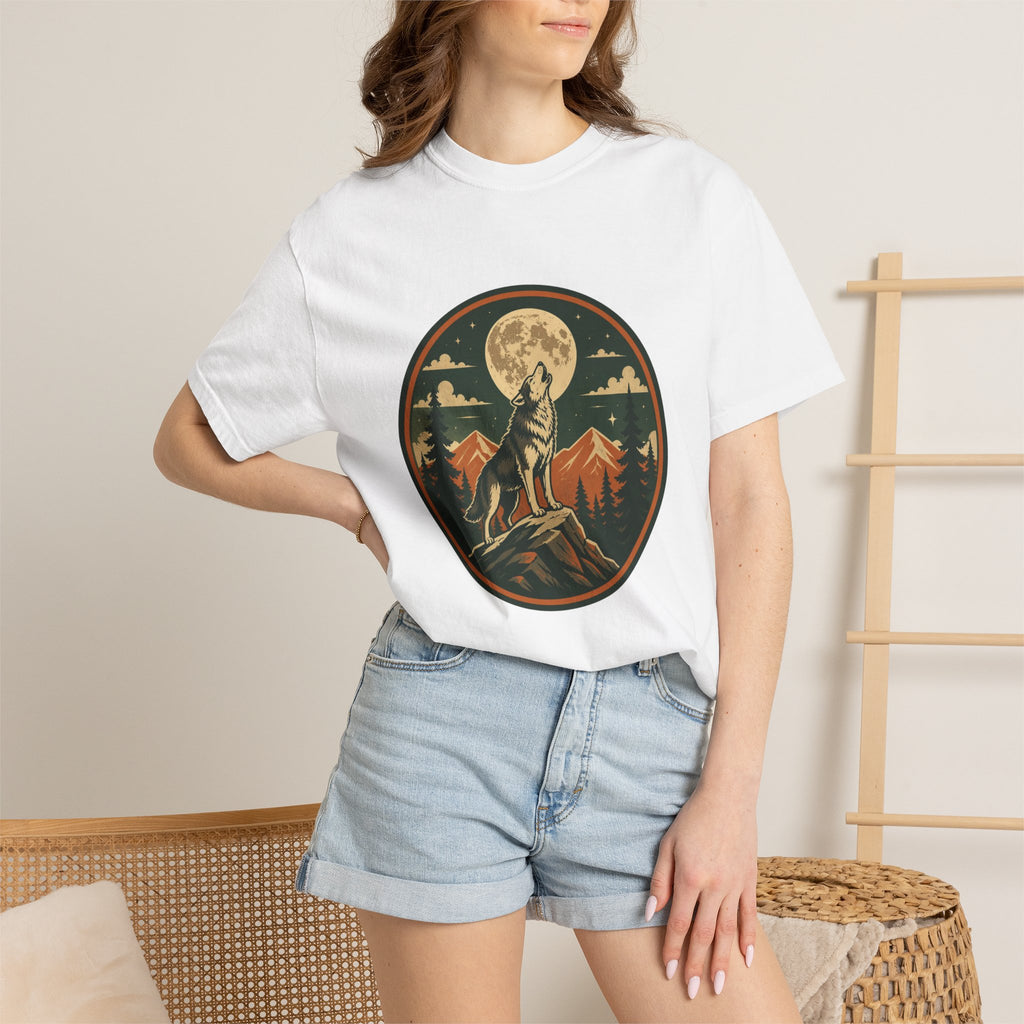 Wolf Howl T-Shirt — Vintage Moonlit Mountain Graphic Tee