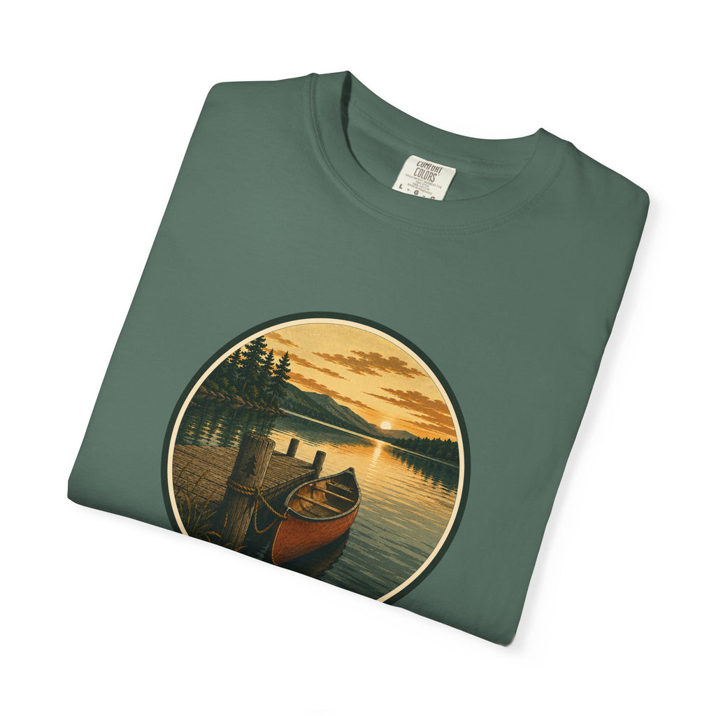 Canoe Sunset T-Shirt — Vintage Lake Adventure Graphic
