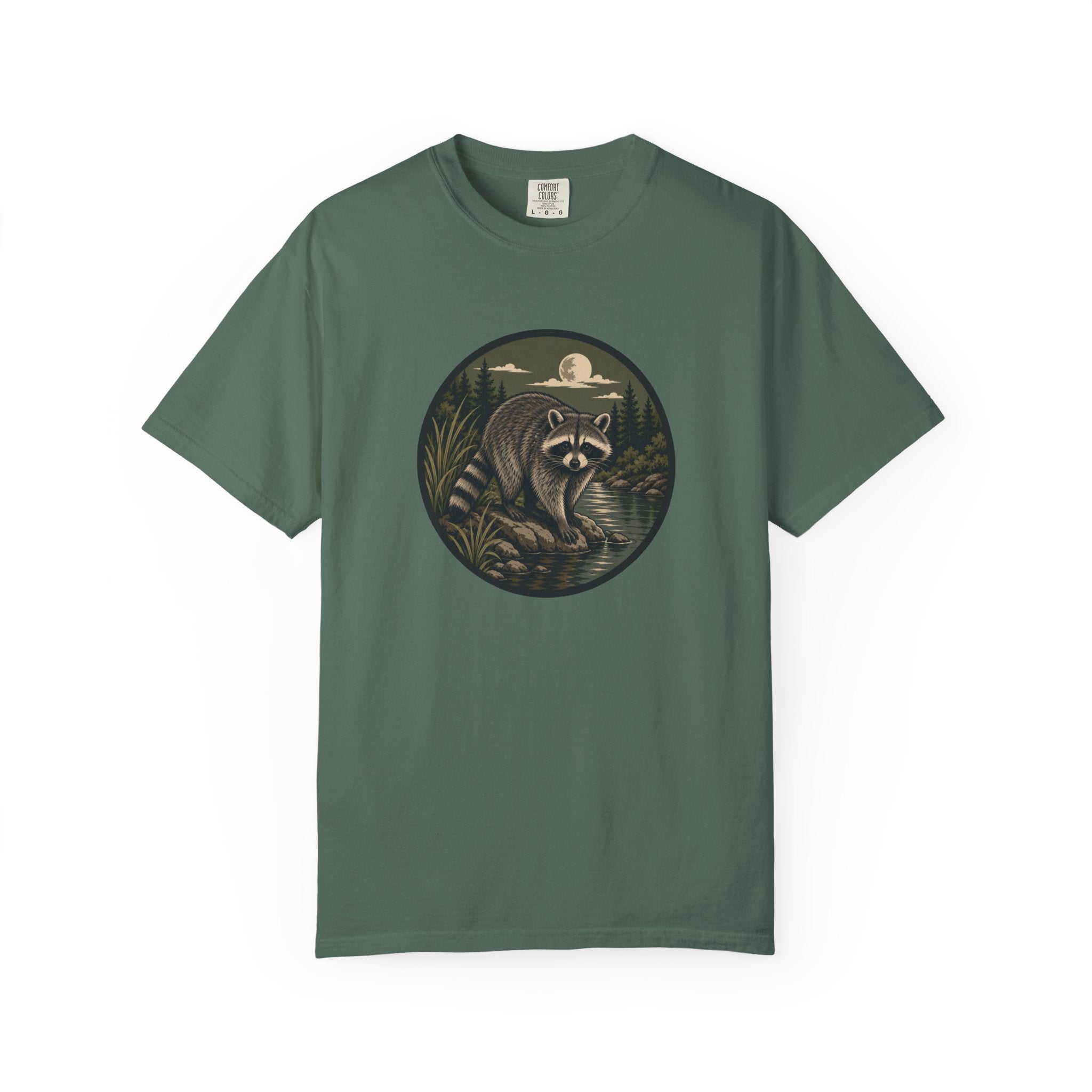 Raccoon Moonlight T-Shirt — Night Forest Wildlife Graphic Tee