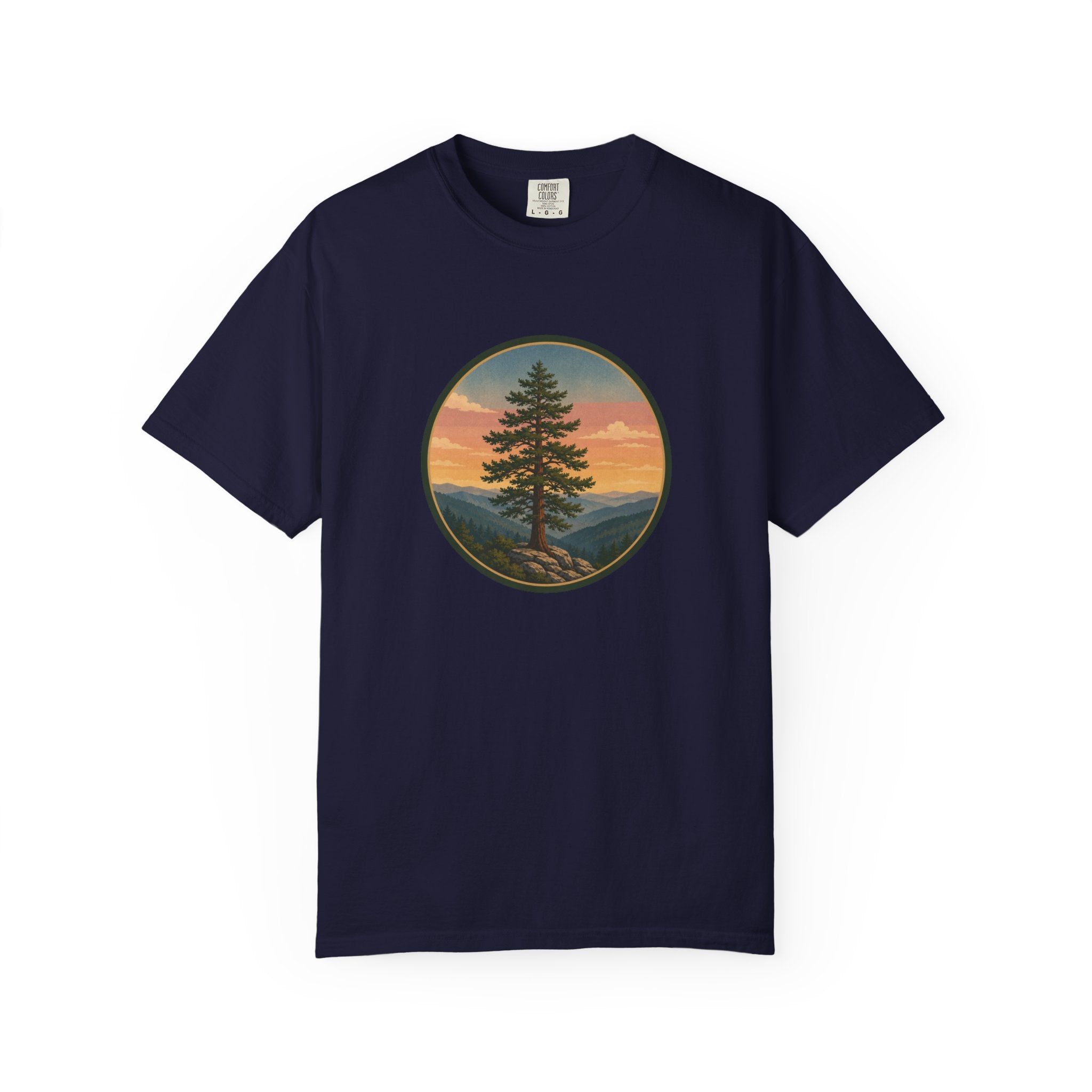 Cedar Tree Sunset T-Shirt — Vintage Mountain Cedar Graphic Tee