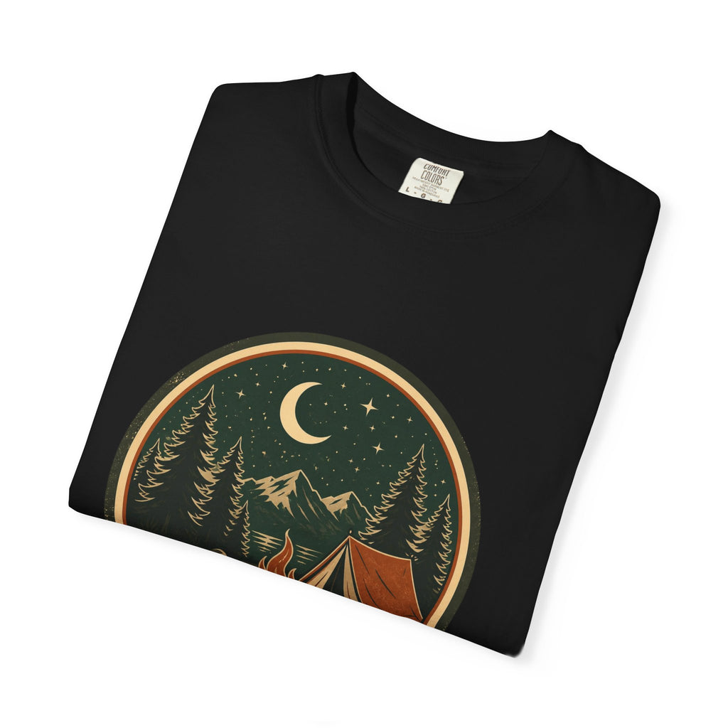 Camping Night T-Shirt — Retro Campfire & Tent Graphic