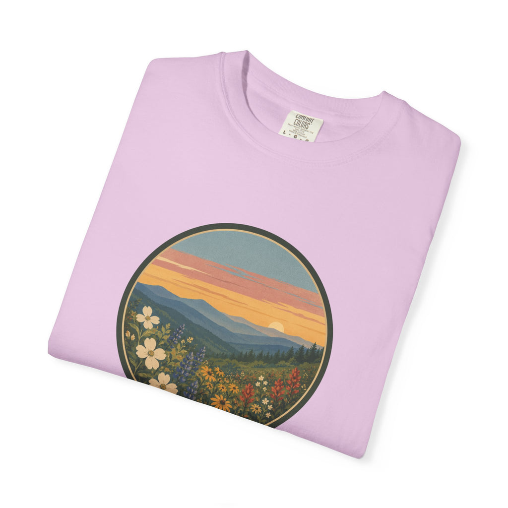 Scenic Sunset Mountain Wildflower T-Shirt