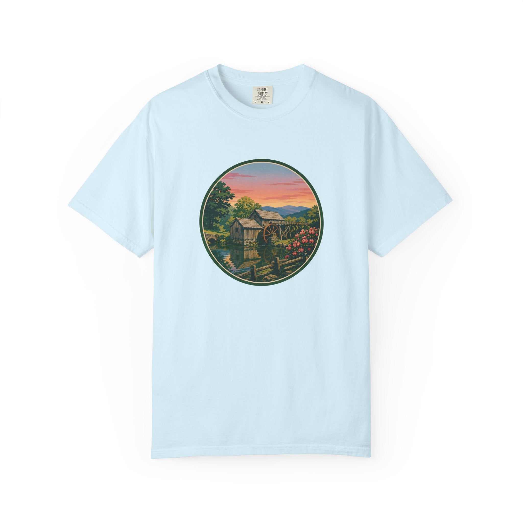 Scenic Sunset Watermill  T-Shirt