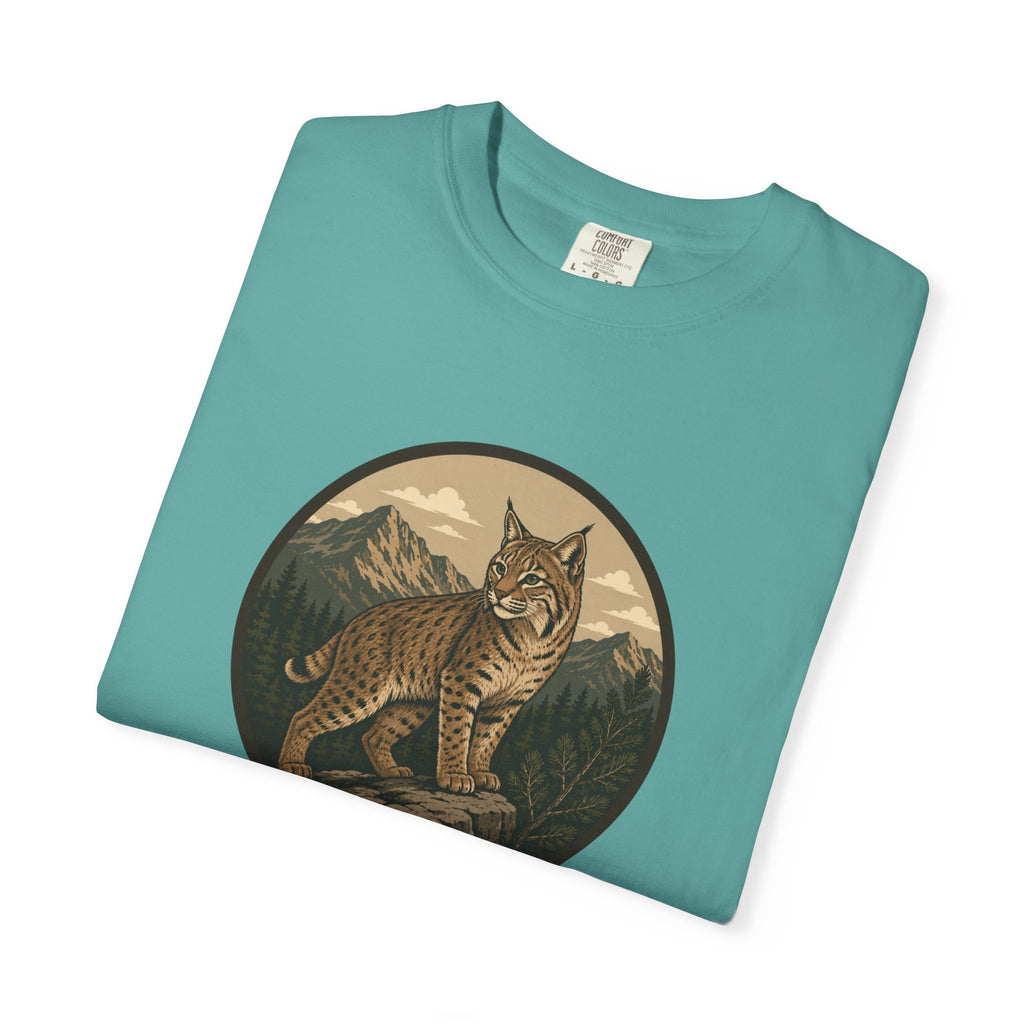 Bobcat Mountain Tee — Retro Wilderness Cat Graphic T-Shirt