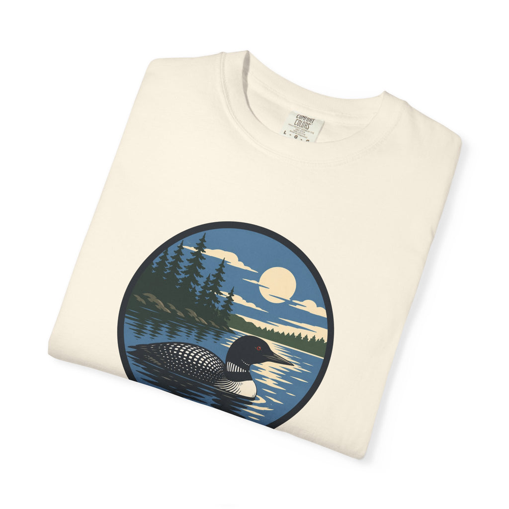 Loon Lake Sunset T-Shirt — Vintage Wilderness Loon Graphic
