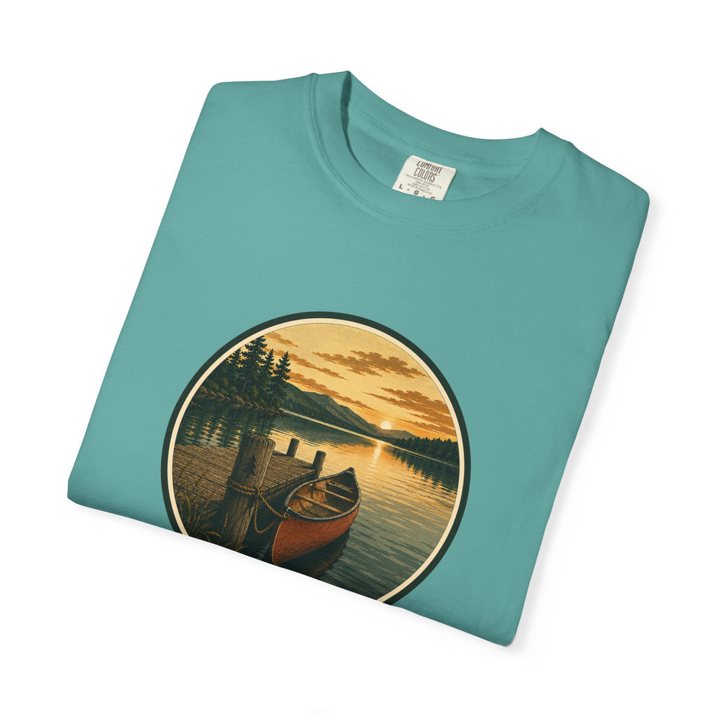 Canoe Sunset T-Shirt — Vintage Lake Adventure Graphic