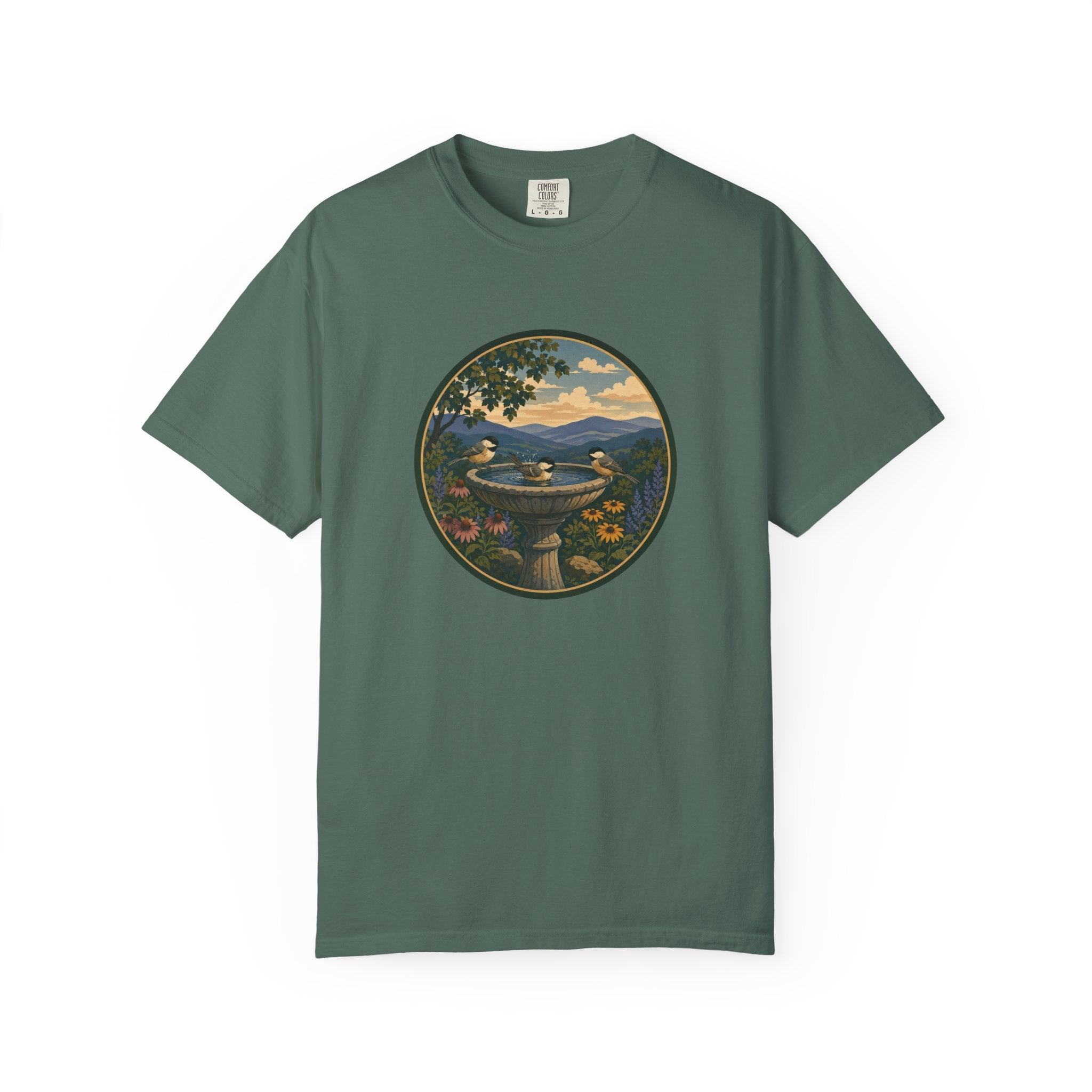 Scenic Birdbath Landscape T-Shirt