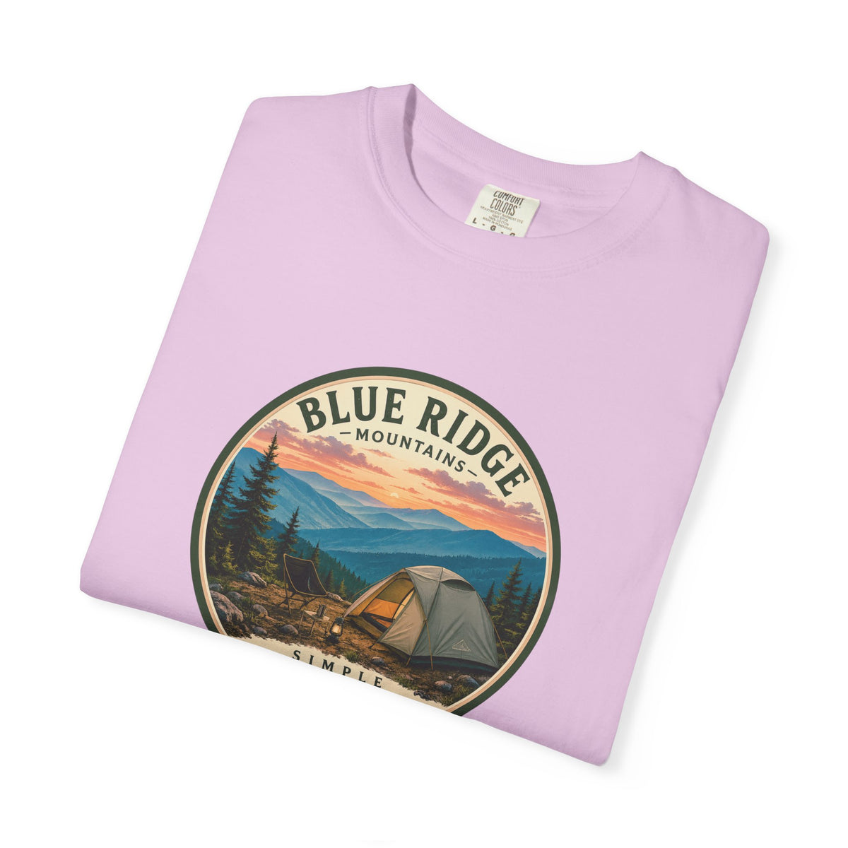 Blue Ridge Mountains Camping T-Shirt — Vintage Scenic Camp Graphic