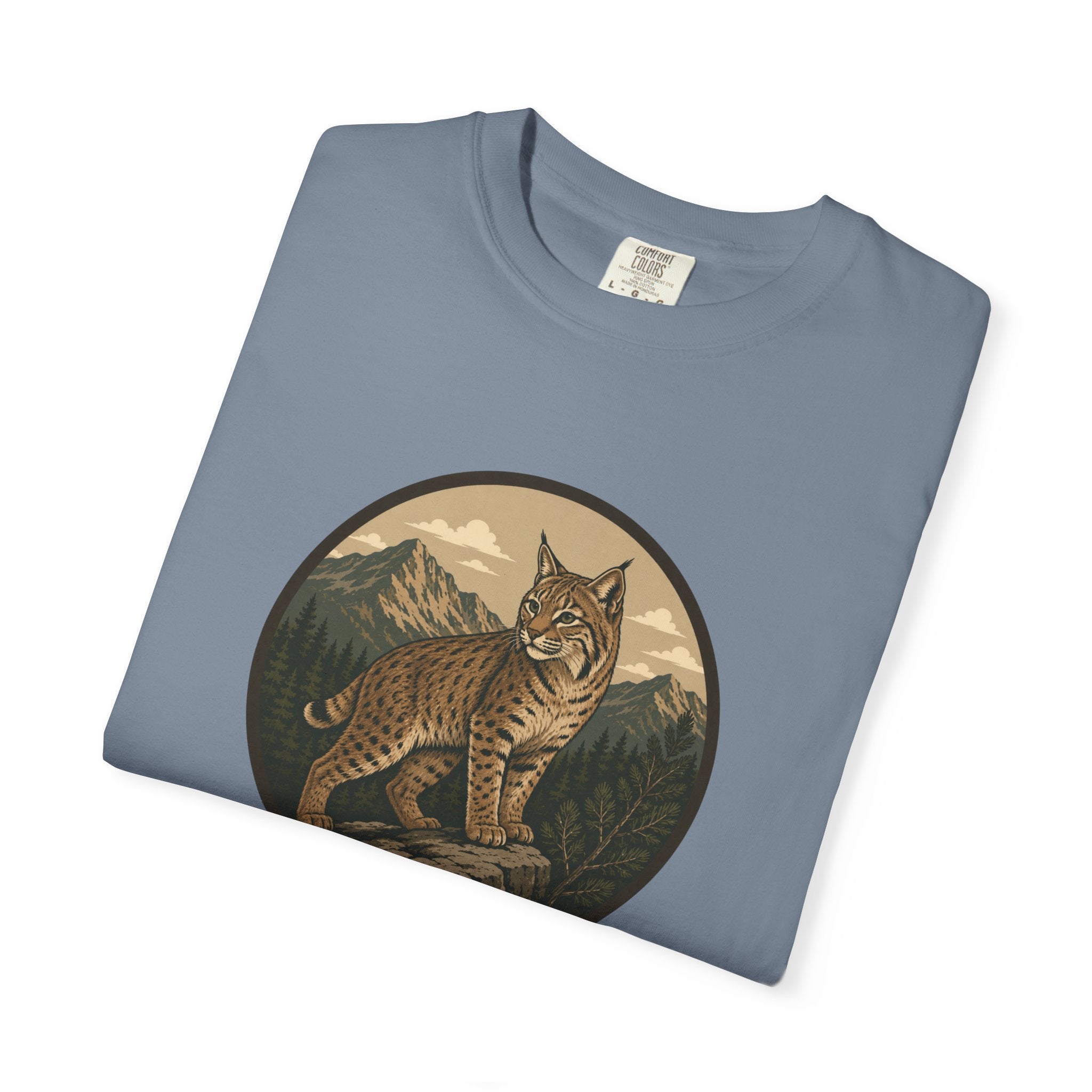 Bobcat Mountain Tee — Retro Wilderness Cat Graphic T-Shirt