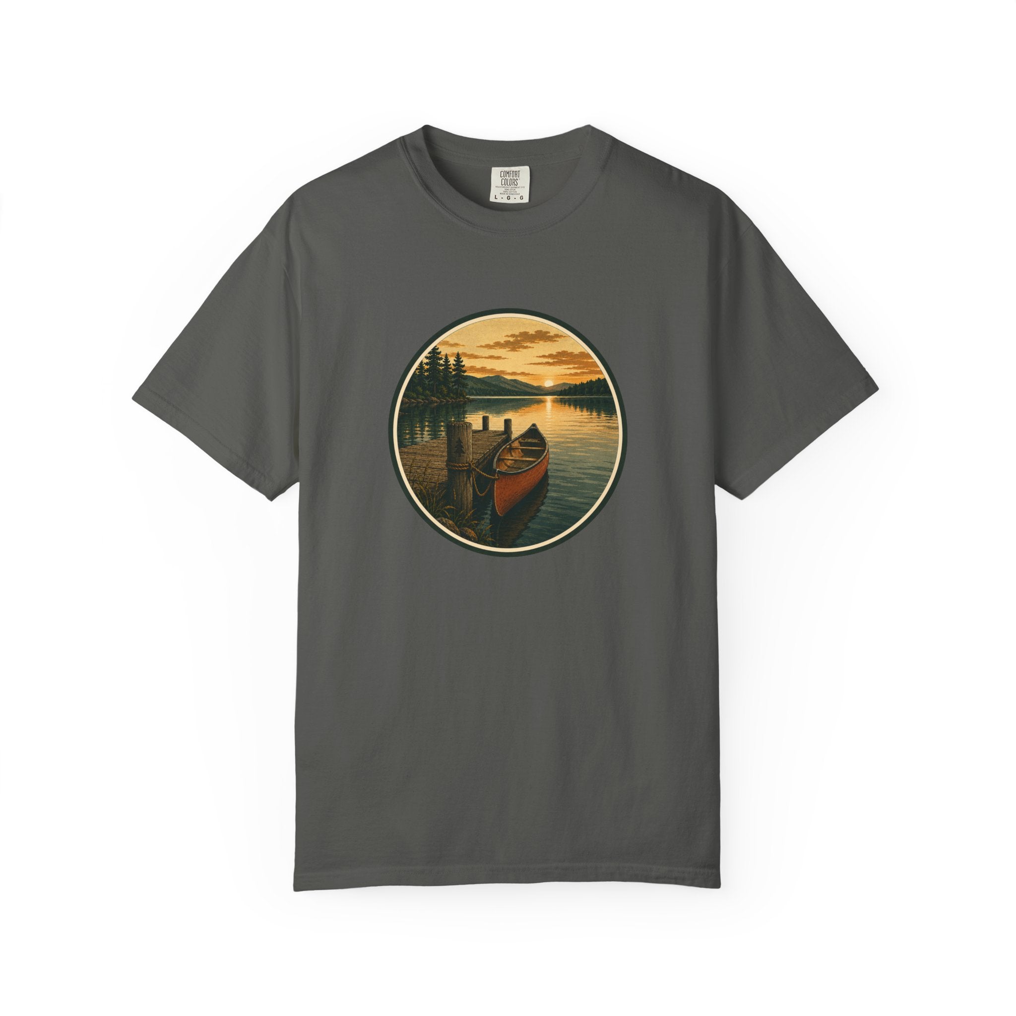 Canoe Sunset T-Shirt — Vintage Lake Adventure Graphic
