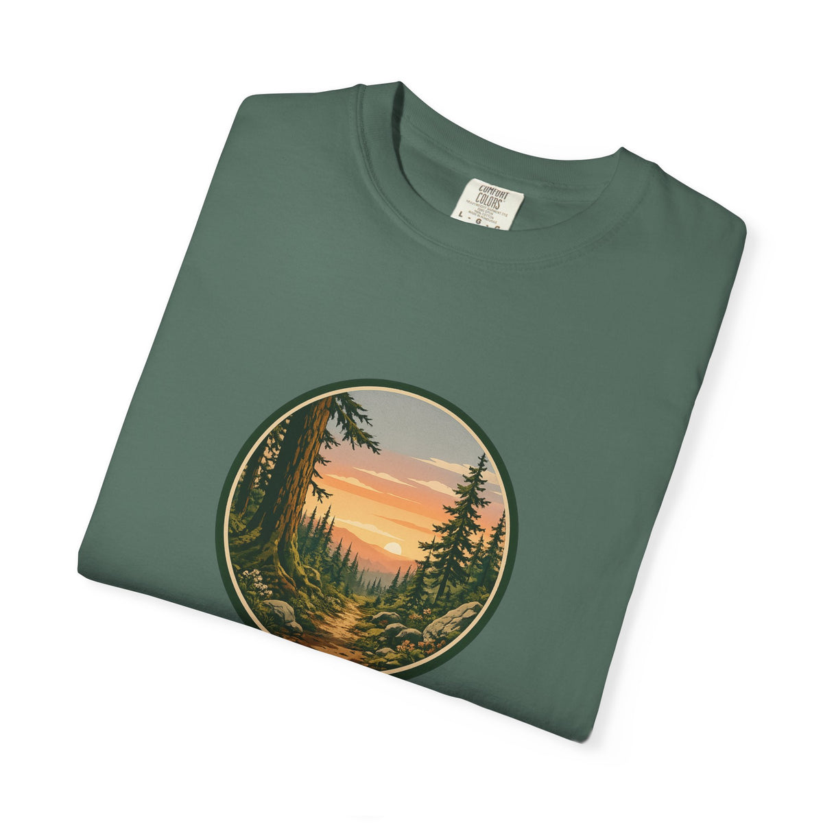 Sunset Hiking Trail Circle T-Shirt — Scenic Mountain Trail Tee