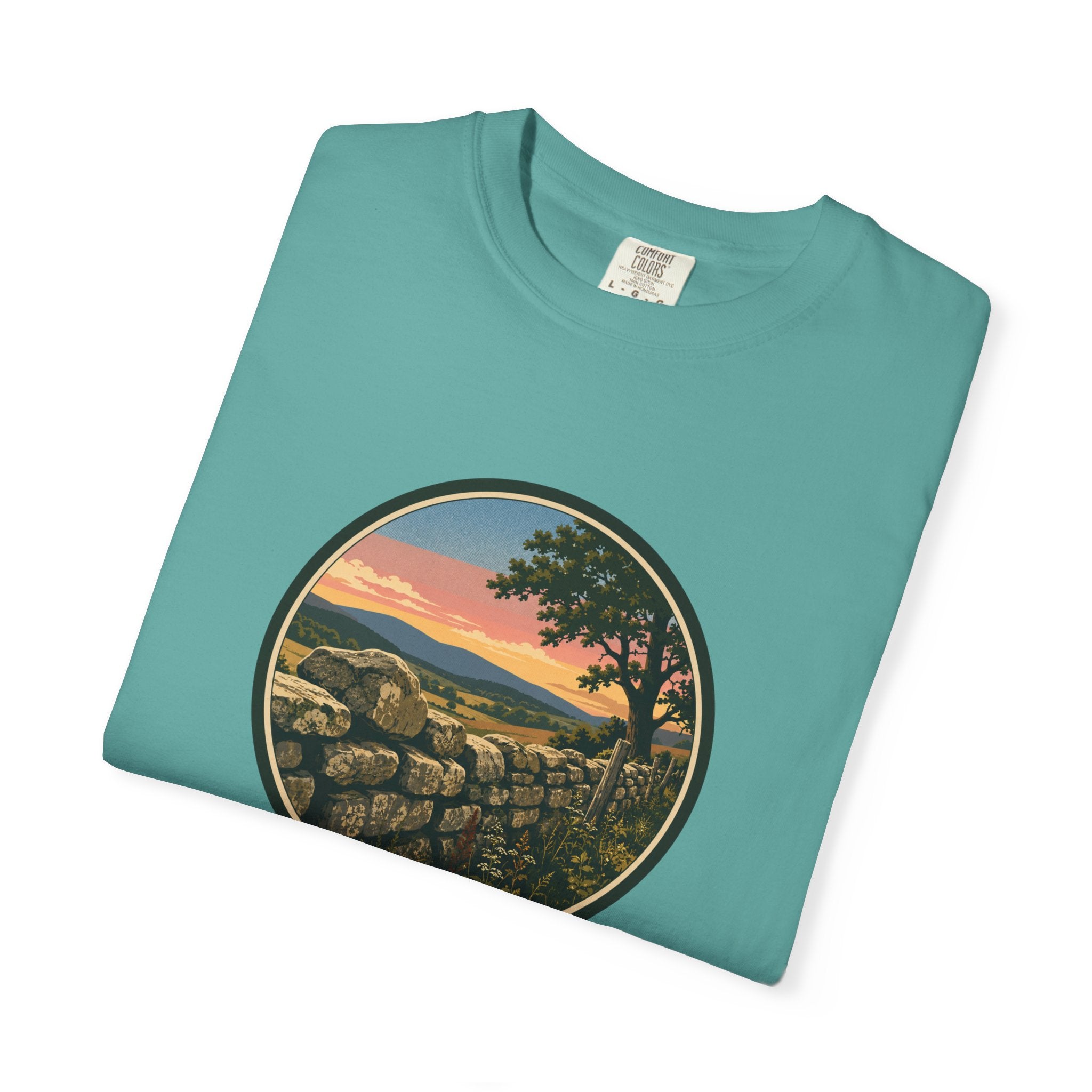 Sunset Stone Wall Circle T-Shirt