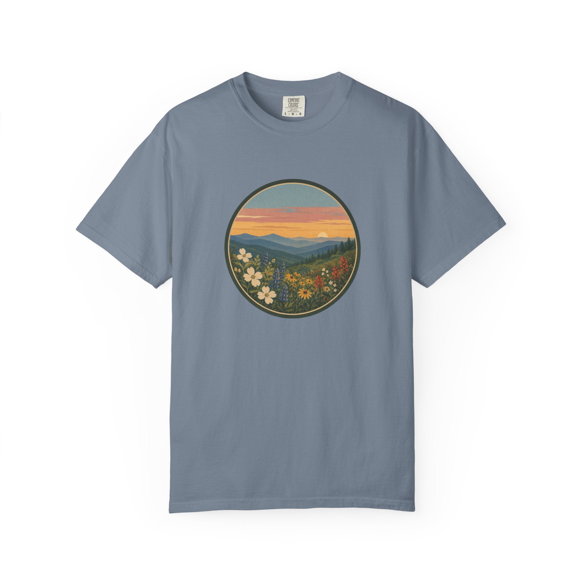 Scenic Sunset Mountain Wildflower T-Shirt