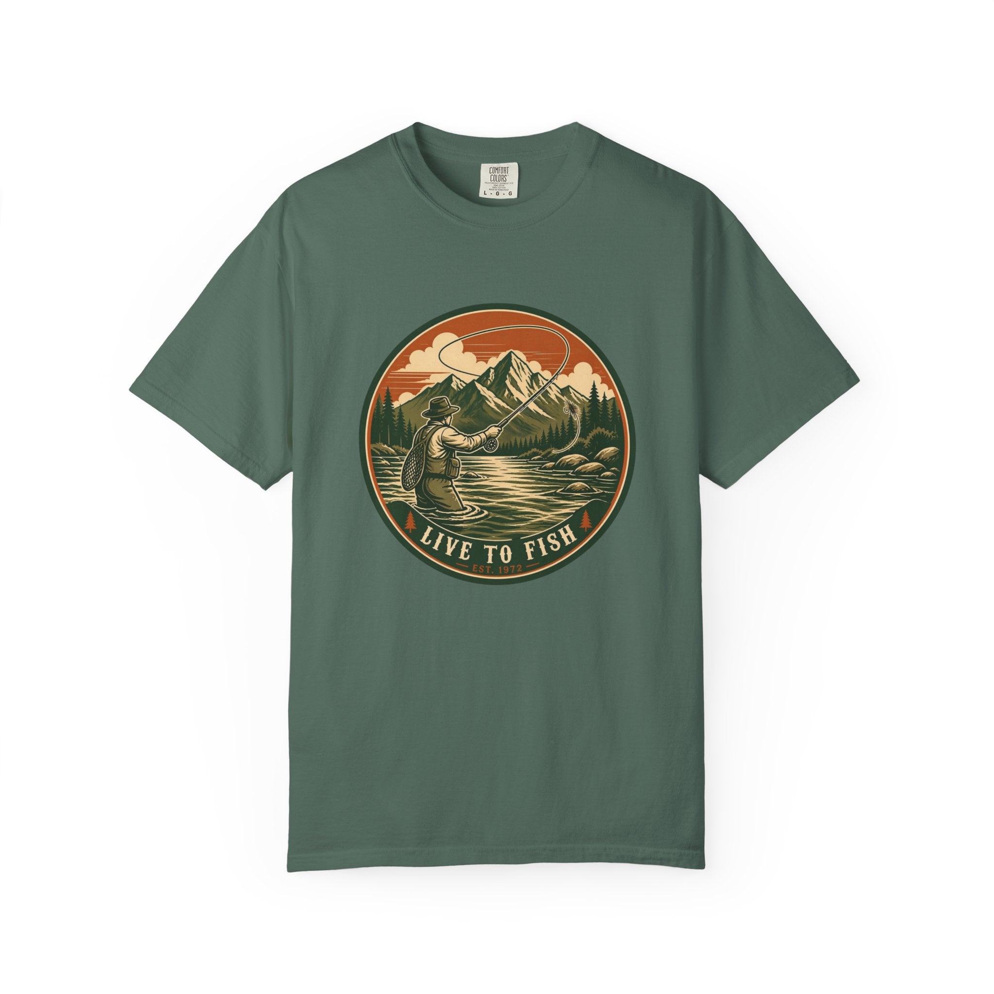 Live to Fish T-Shirt — Vintage Mountain Fly Fishing Graphic Tee
