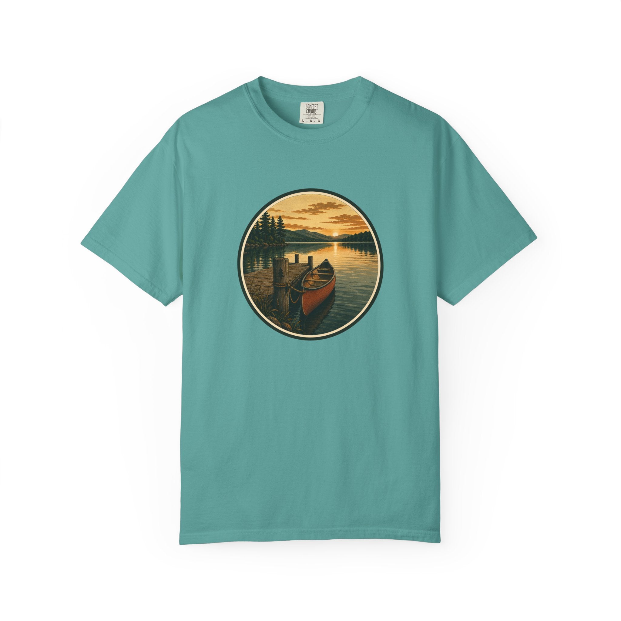 Canoe Sunset T-Shirt — Vintage Lake Adventure Graphic