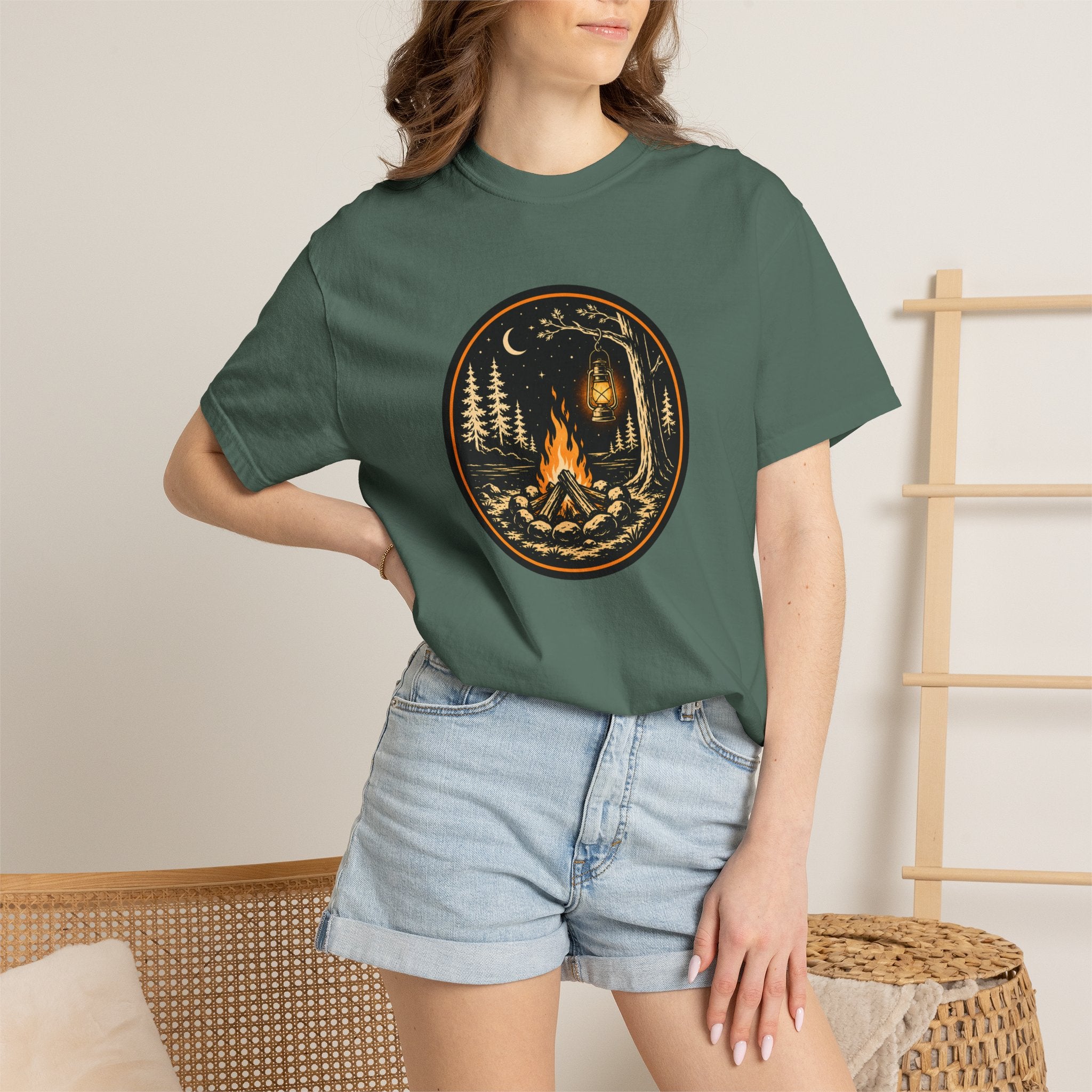 Campfire Nights Badge Unisex Garment-Dyed T-Shirt
