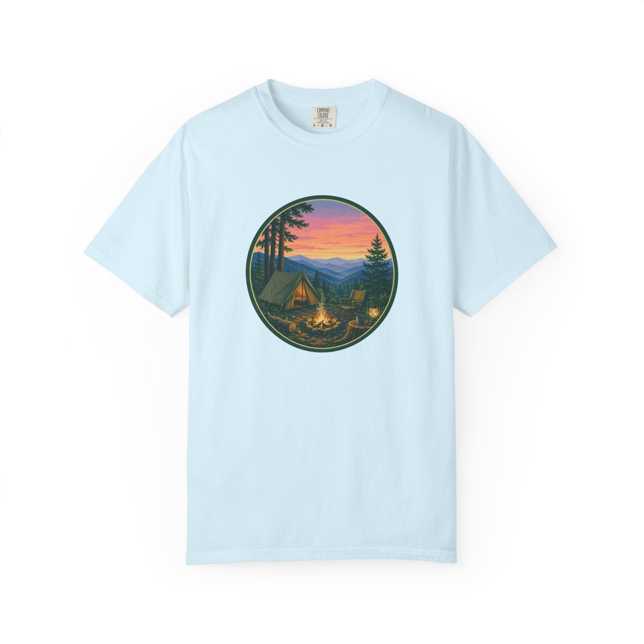 Camping Sunset T-Shirt — Vintage Campfire Scene Tee