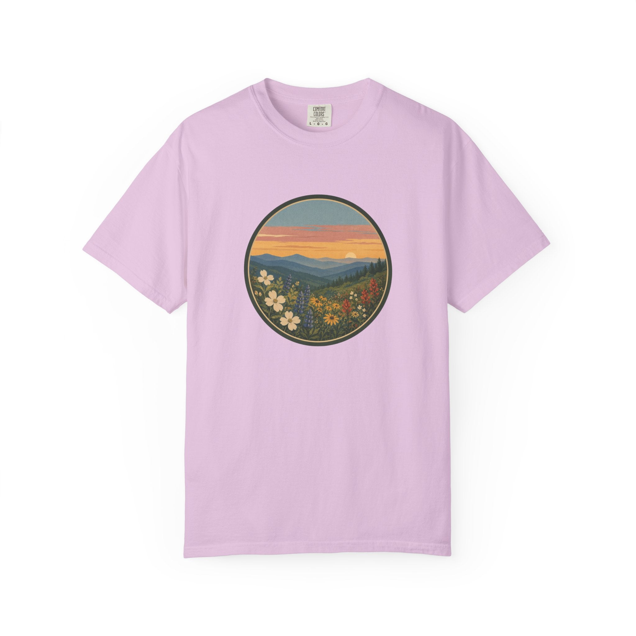 Scenic Sunset Mountain Wildflower T-Shirt