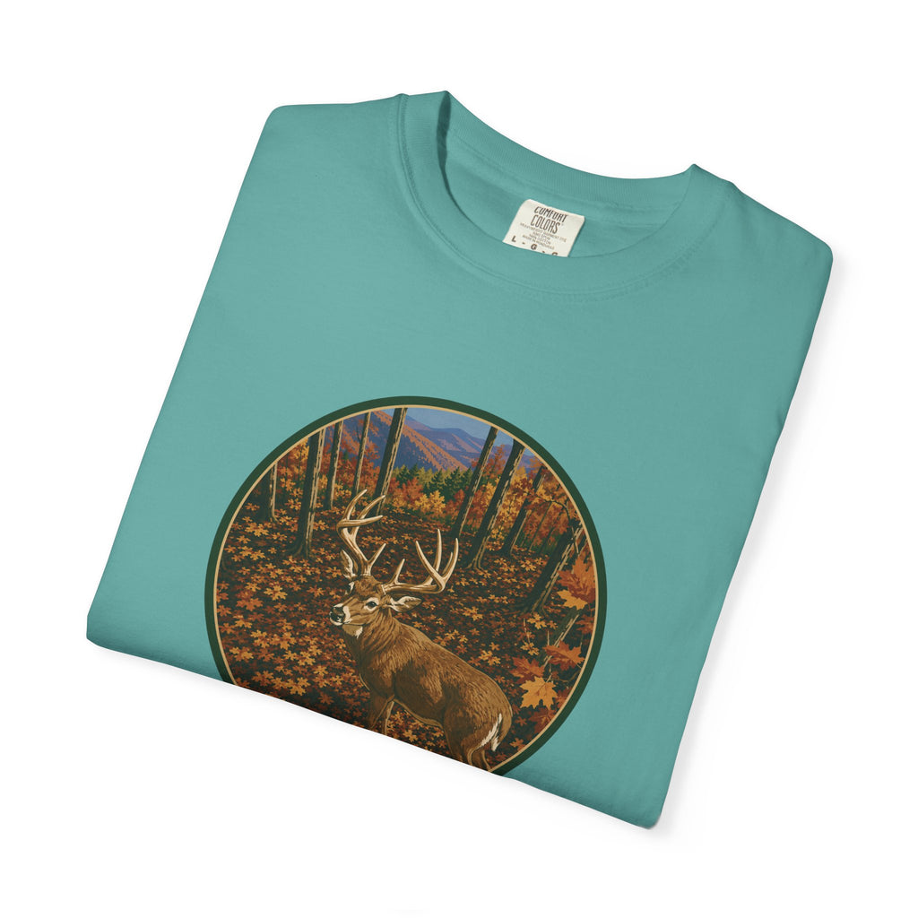 Whitetail BuckT-Shirt — Autumn Forest Deer Circle Graphic