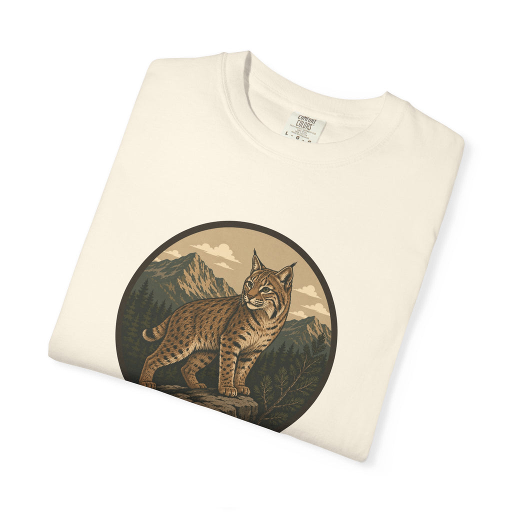 Bobcat Mountain Tee — Retro Wilderness Cat Graphic T-Shirt