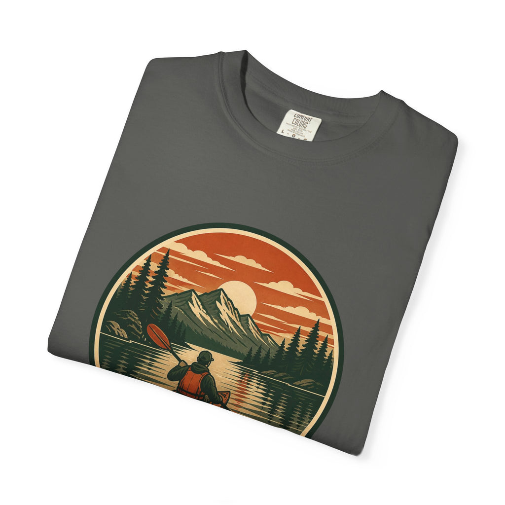 Canoe Sunset T-Shirt — Retro Mountain Lake Adventure Tee