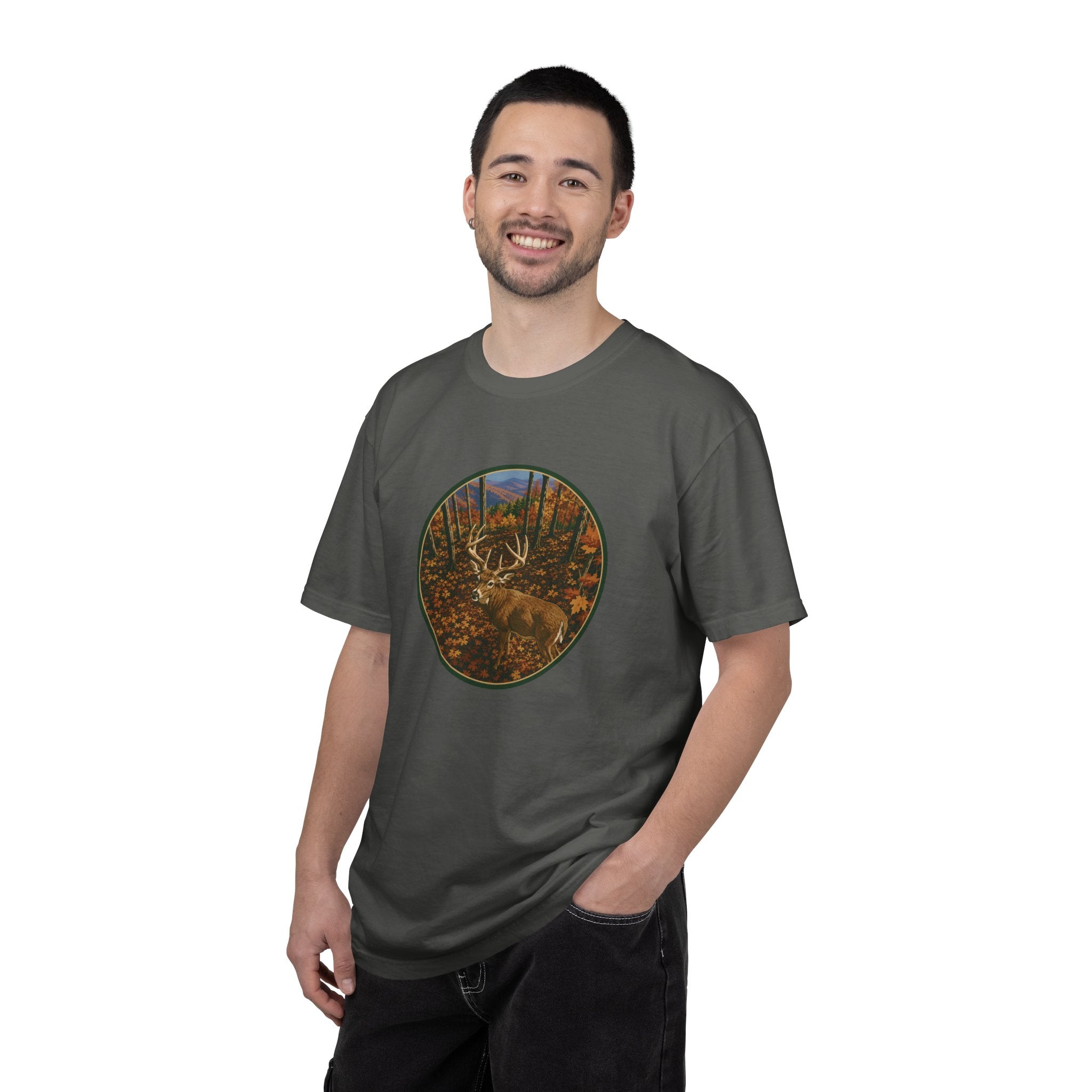 Whitetail BuckT-Shirt — Autumn Forest Deer Circle Graphic