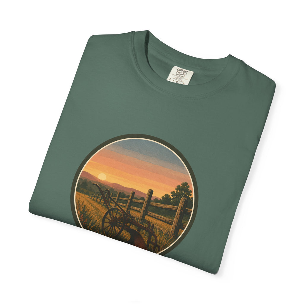 Sunset Antique Plow Landscape T-Shirt