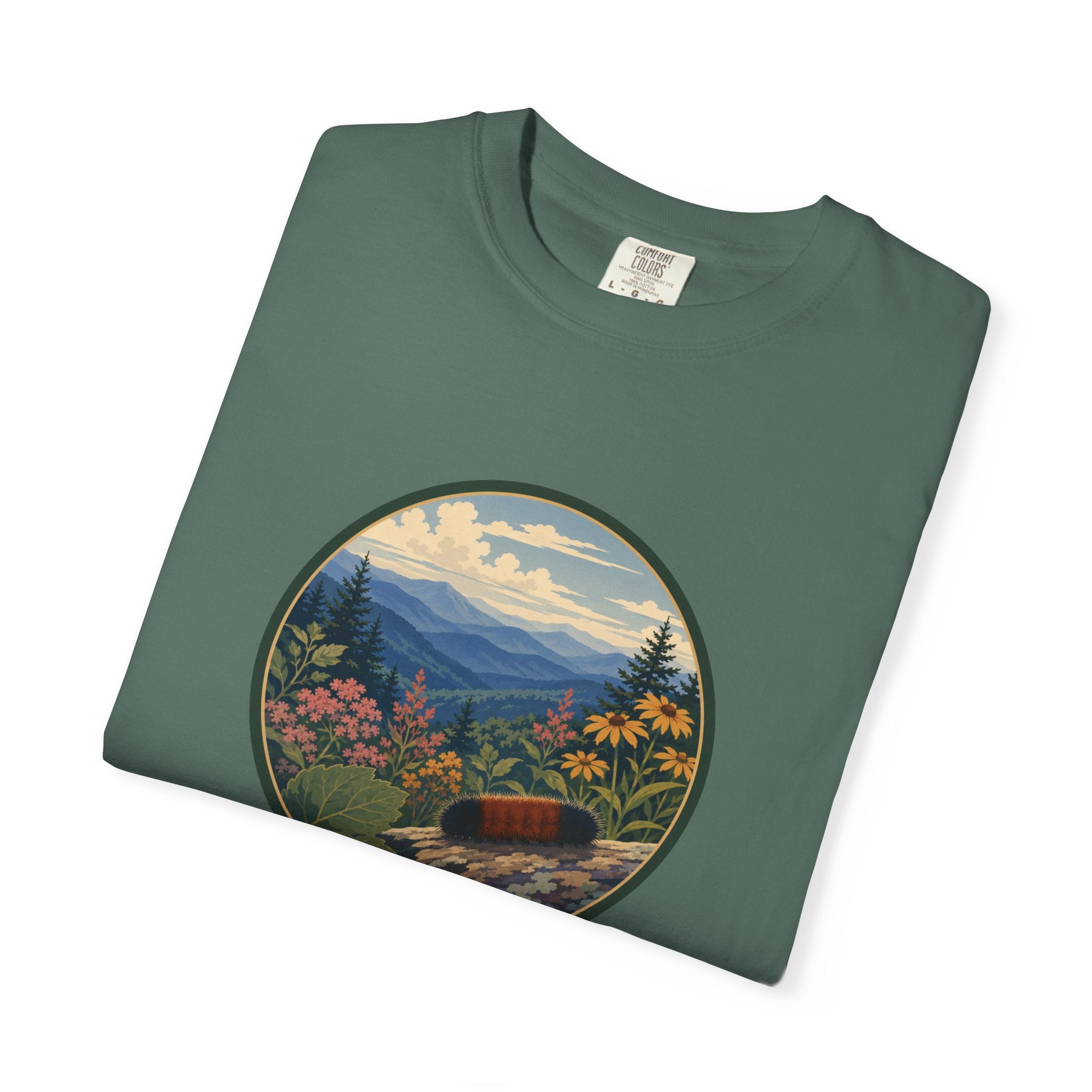 Mountain Caterpillar Scenic T-Shirt — Vintage Wilderness Nature Graphic