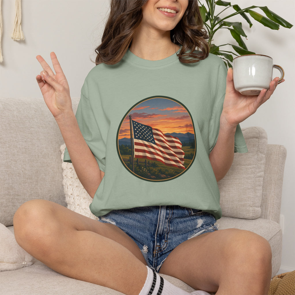 American Flag Sunset T-Shirt