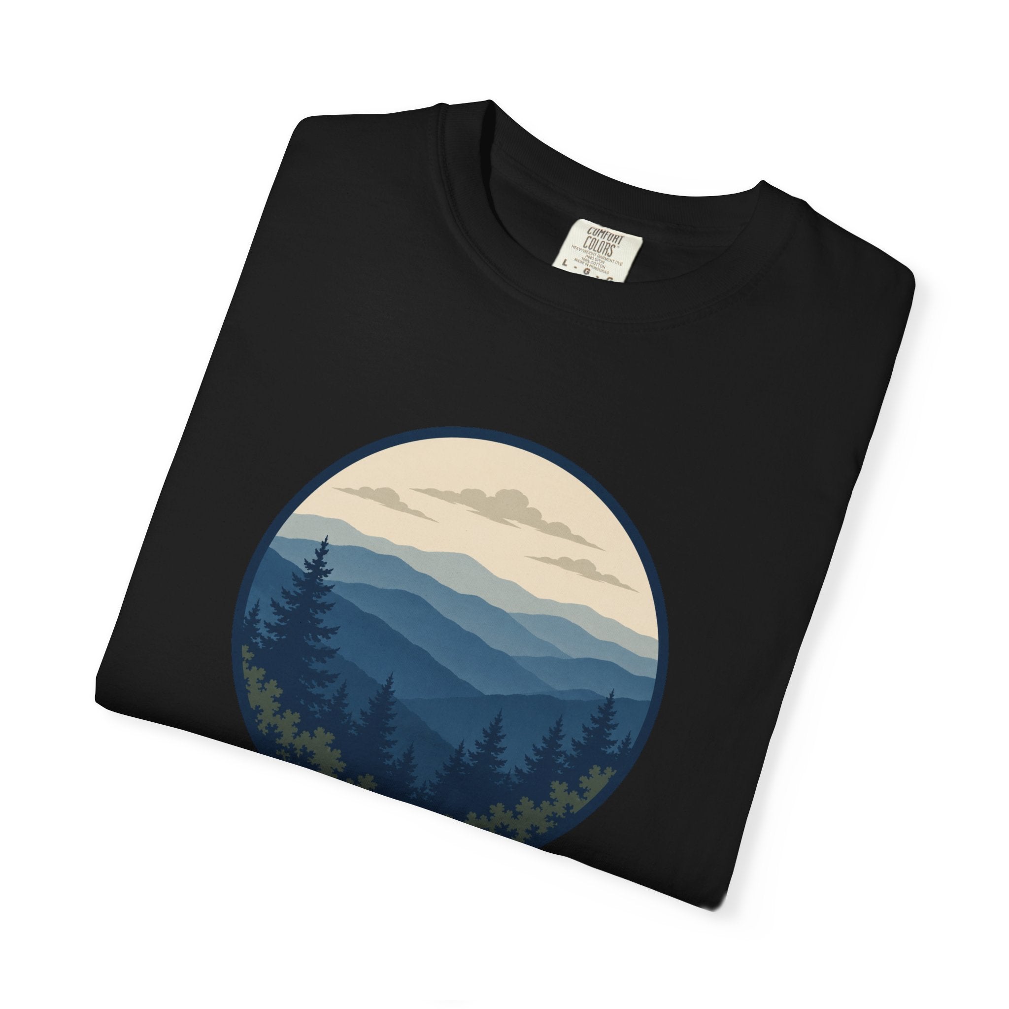 Mountain Ridge Circle T-Shirt — Scenic Forest Landscape Tee