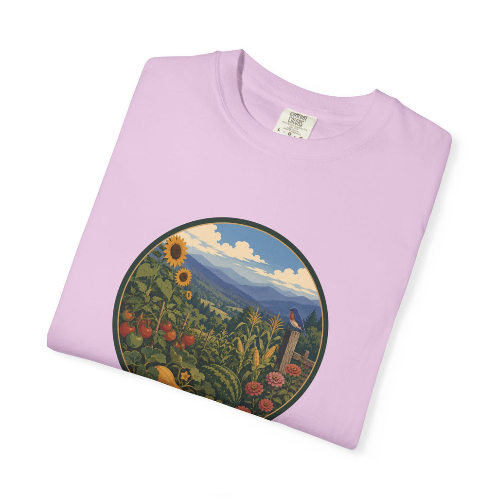 Scenic Garden Circle T-Shirt — Mountain Meadow Fresh Vegetables Graphic Tee