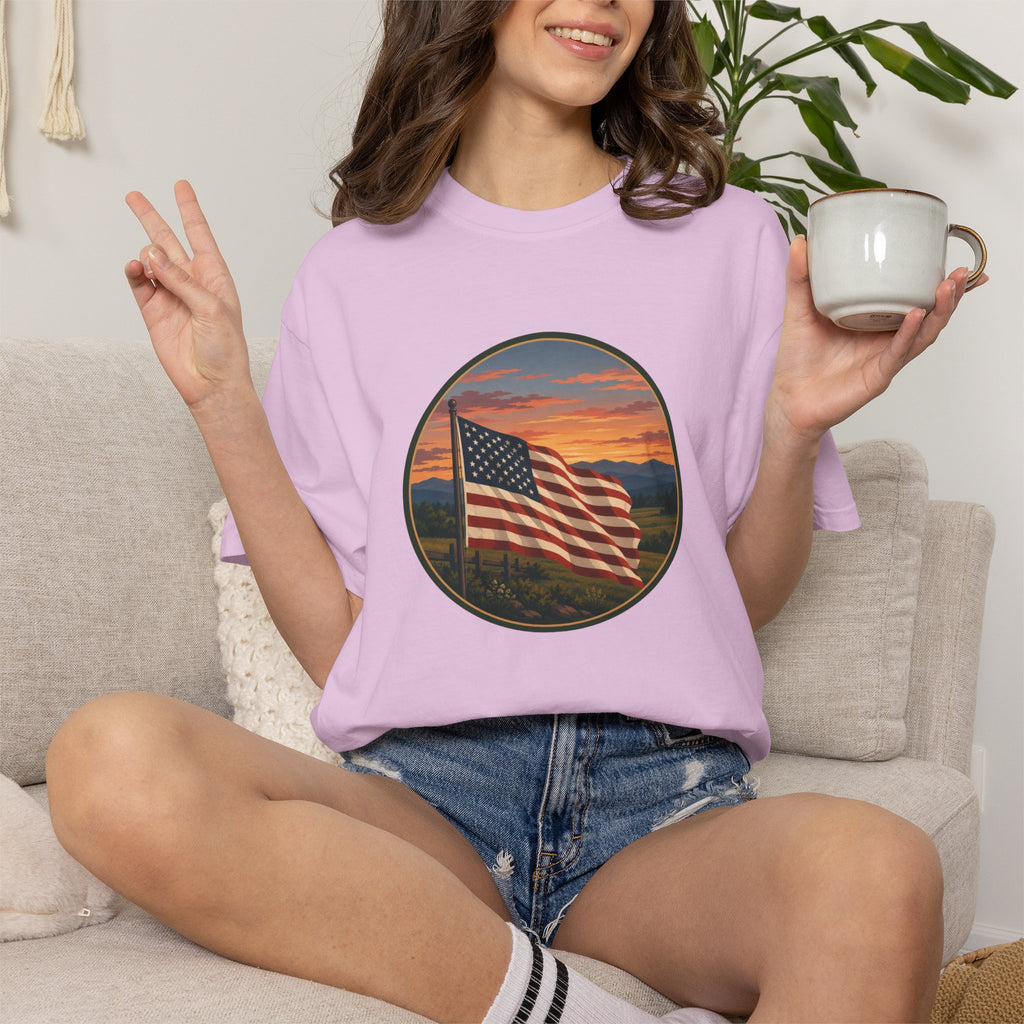 American Flag Sunset T-Shirt