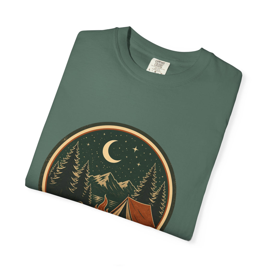 Camping Night T-Shirt — Retro Campfire & Tent Graphic