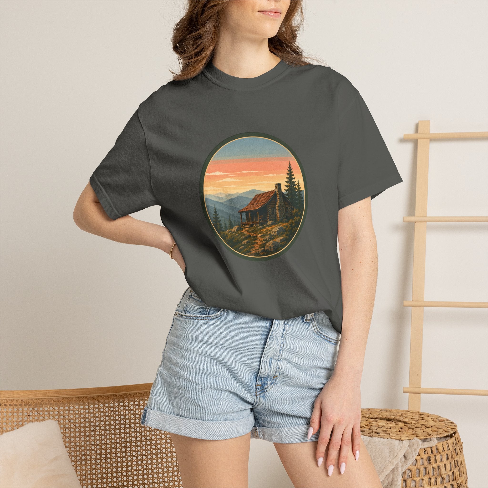 Sunset Cabin Mountain T-Shirt