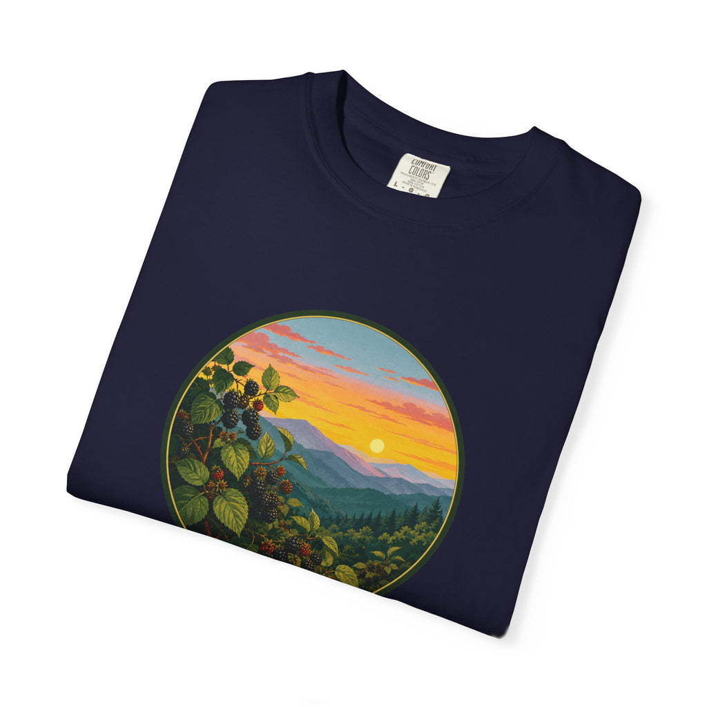 Blue Ridge Blackberries T-Shirt — Scenic Mountain Sunset Tee