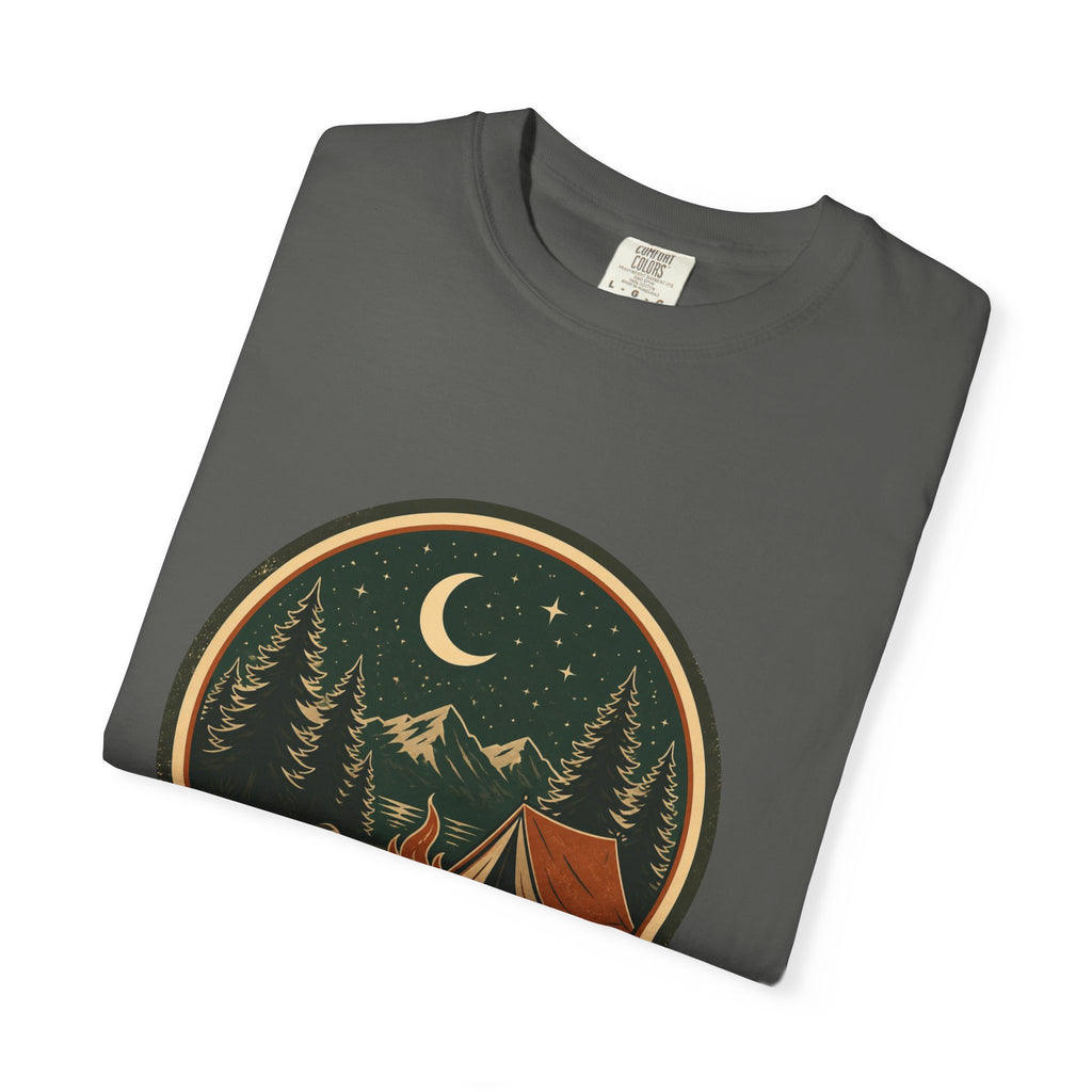 Camping Night T-Shirt — Retro Campfire & Tent Graphic