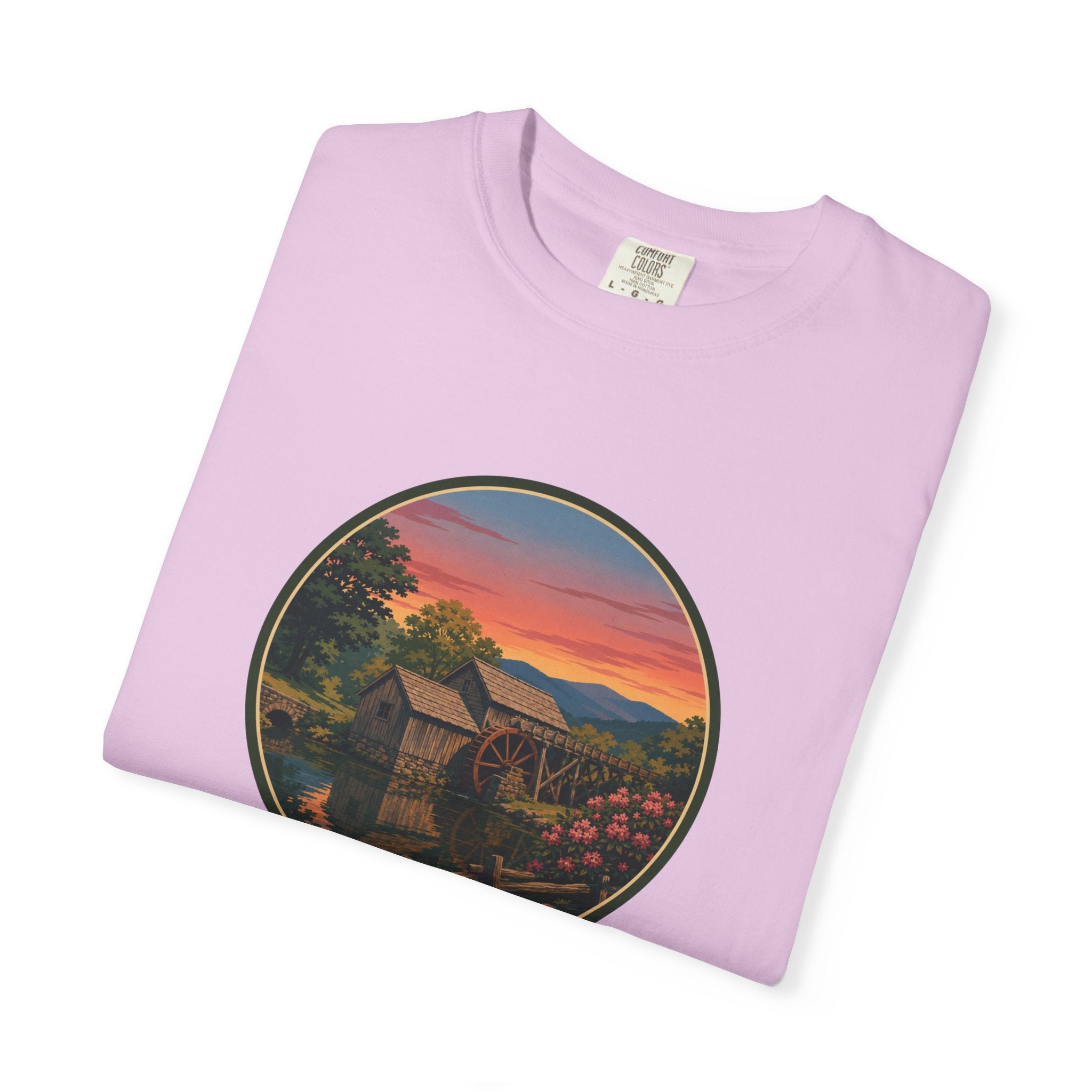 Scenic Sunset Watermill  T-Shirt