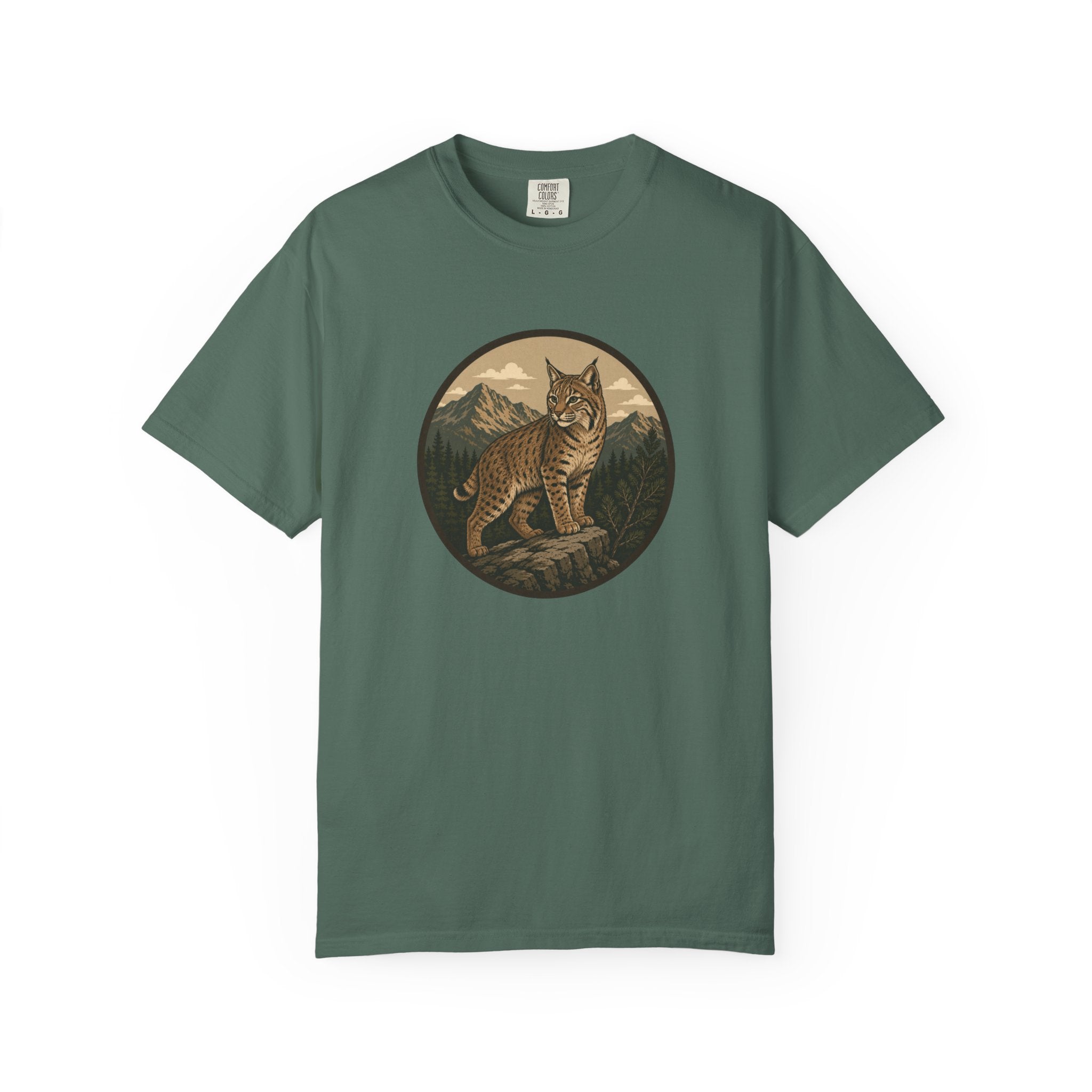 Bobcat Mountain Tee — Retro Wilderness Cat Graphic T-Shirt