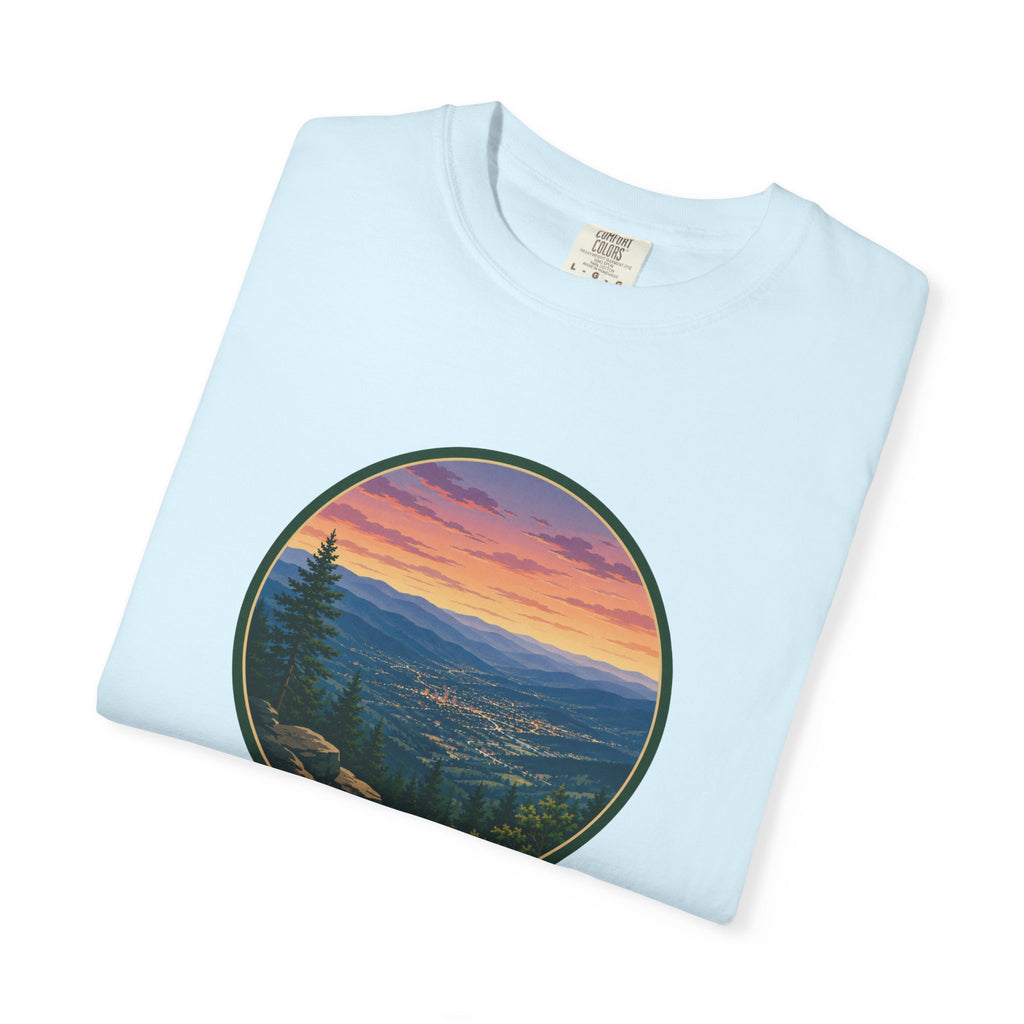 Sunset Mountain T-Shirt - Night Life Below Circle Graphic