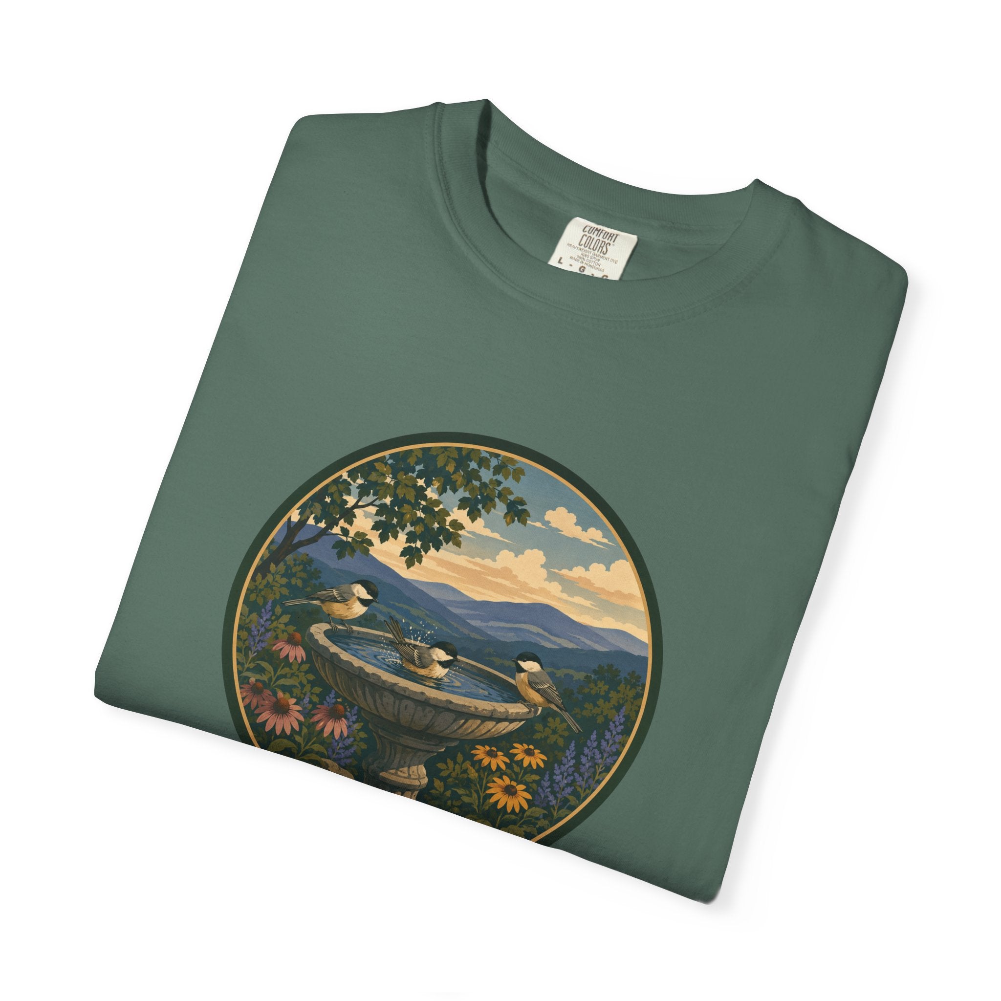 Scenic Birdbath Landscape T-Shirt