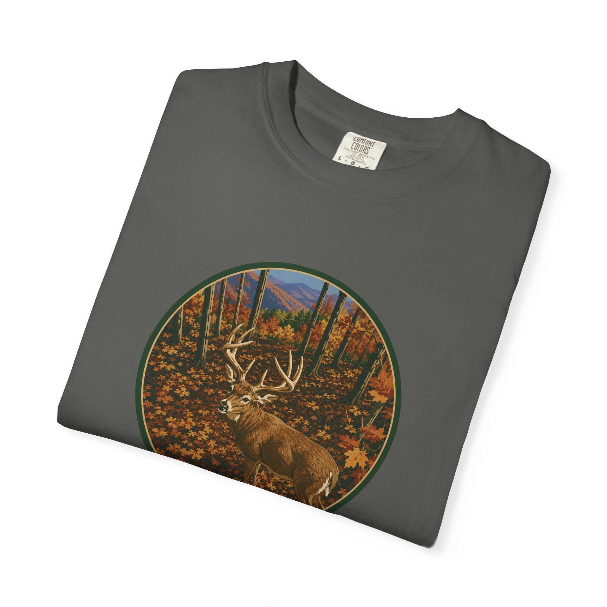 Whitetail BuckT-Shirt — Autumn Forest Deer Circle Graphic