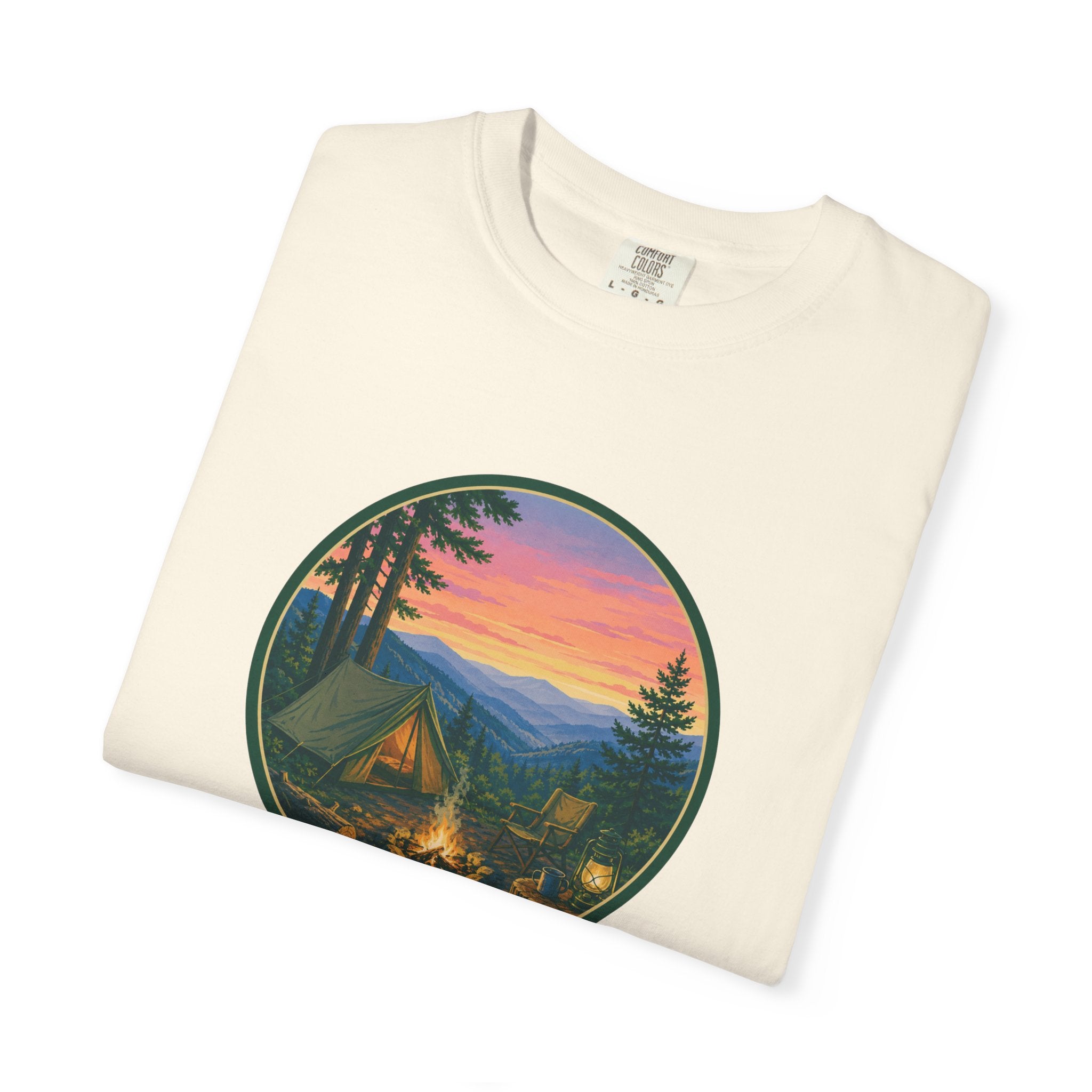 Camping Sunset T-Shirt — Vintage Campfire Scene Tee