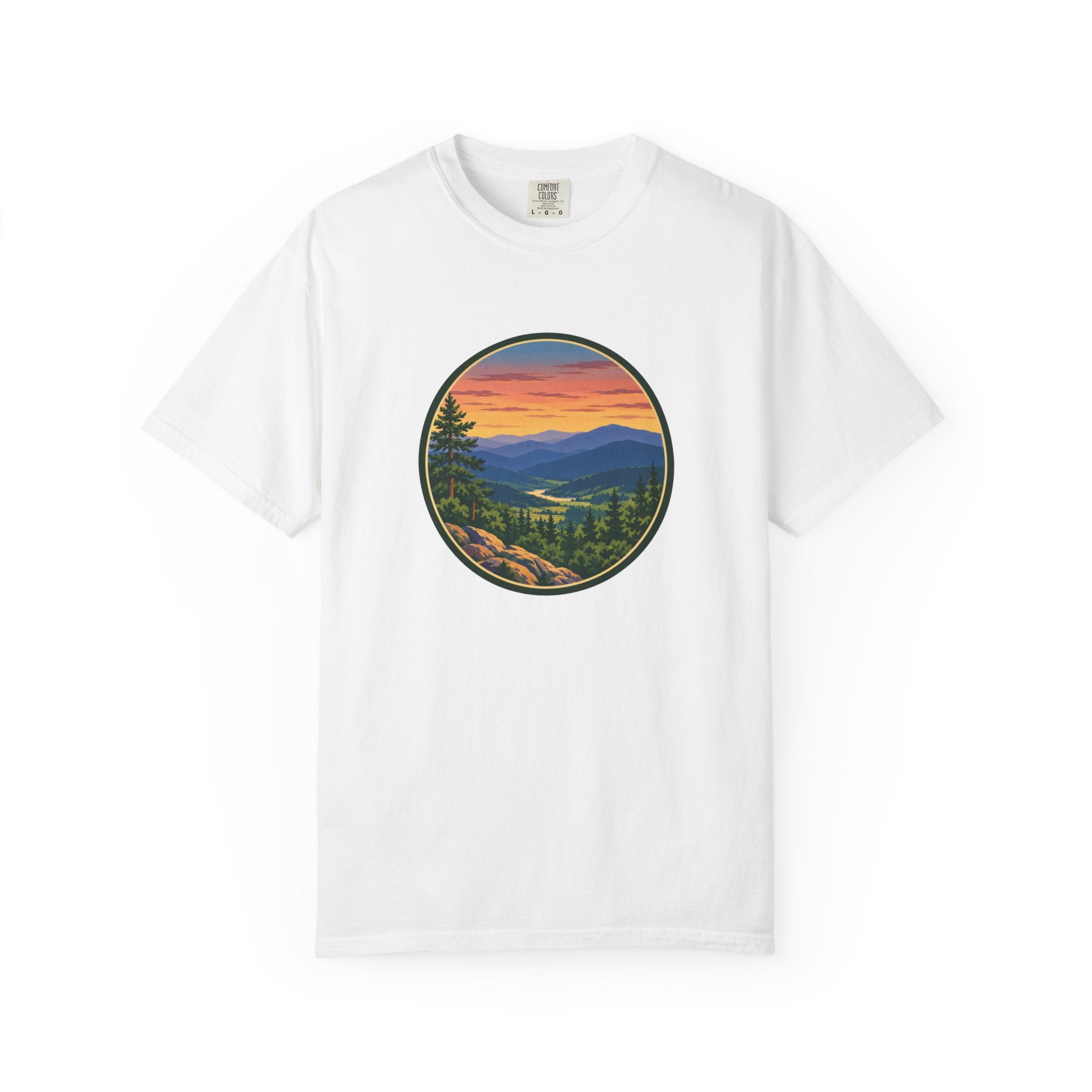 Retro Mountain Sunset T-Shirt — Scenic Blue Ridge Mountain Tee