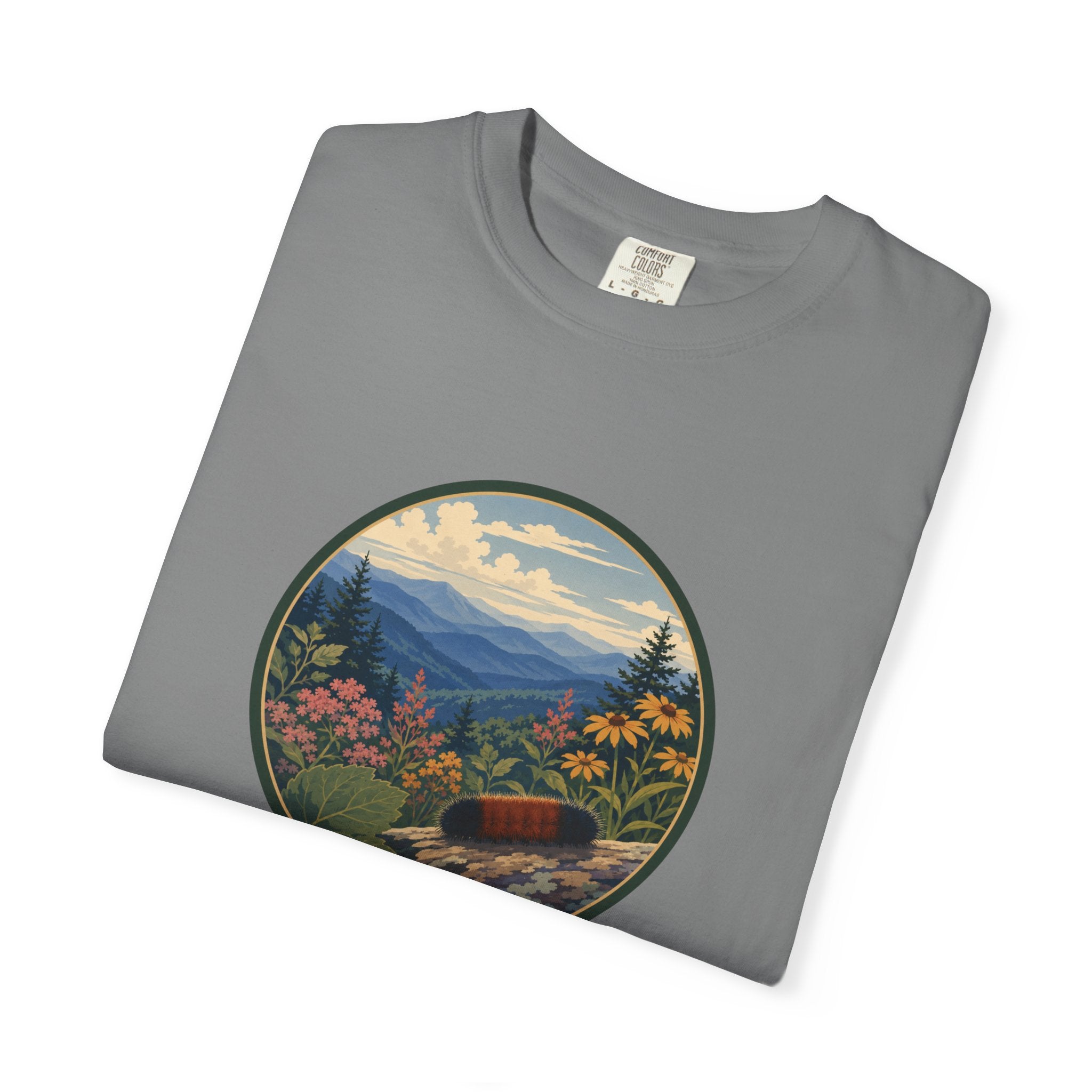 Mountain Caterpillar Scenic T-Shirt — Vintage Wilderness Nature Graphic