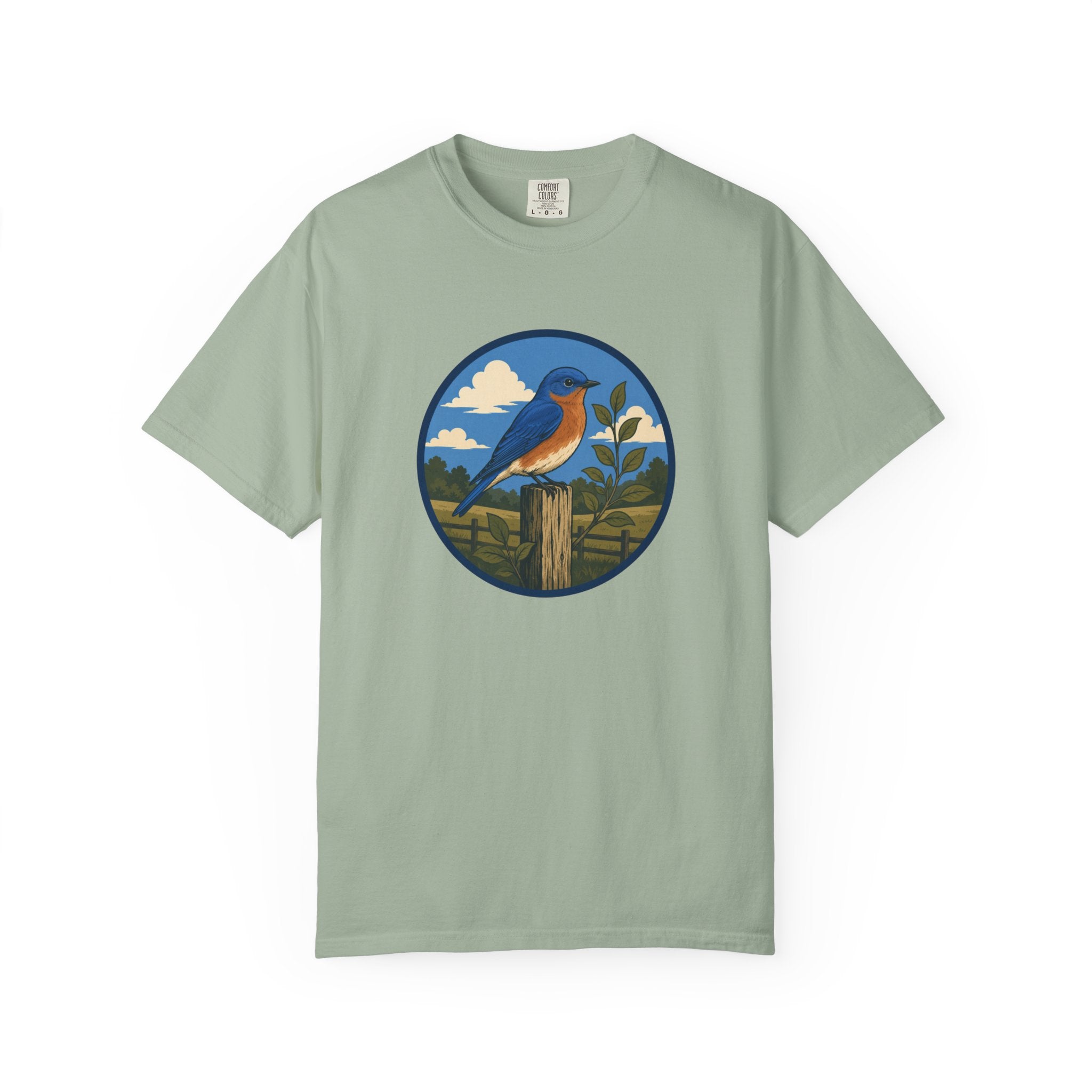 Eastern Bluebird Circle Tee — Vintage Birdwatching Graphic T-Shirt