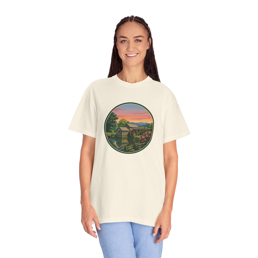 Scenic Sunset Watermill  T-Shirt