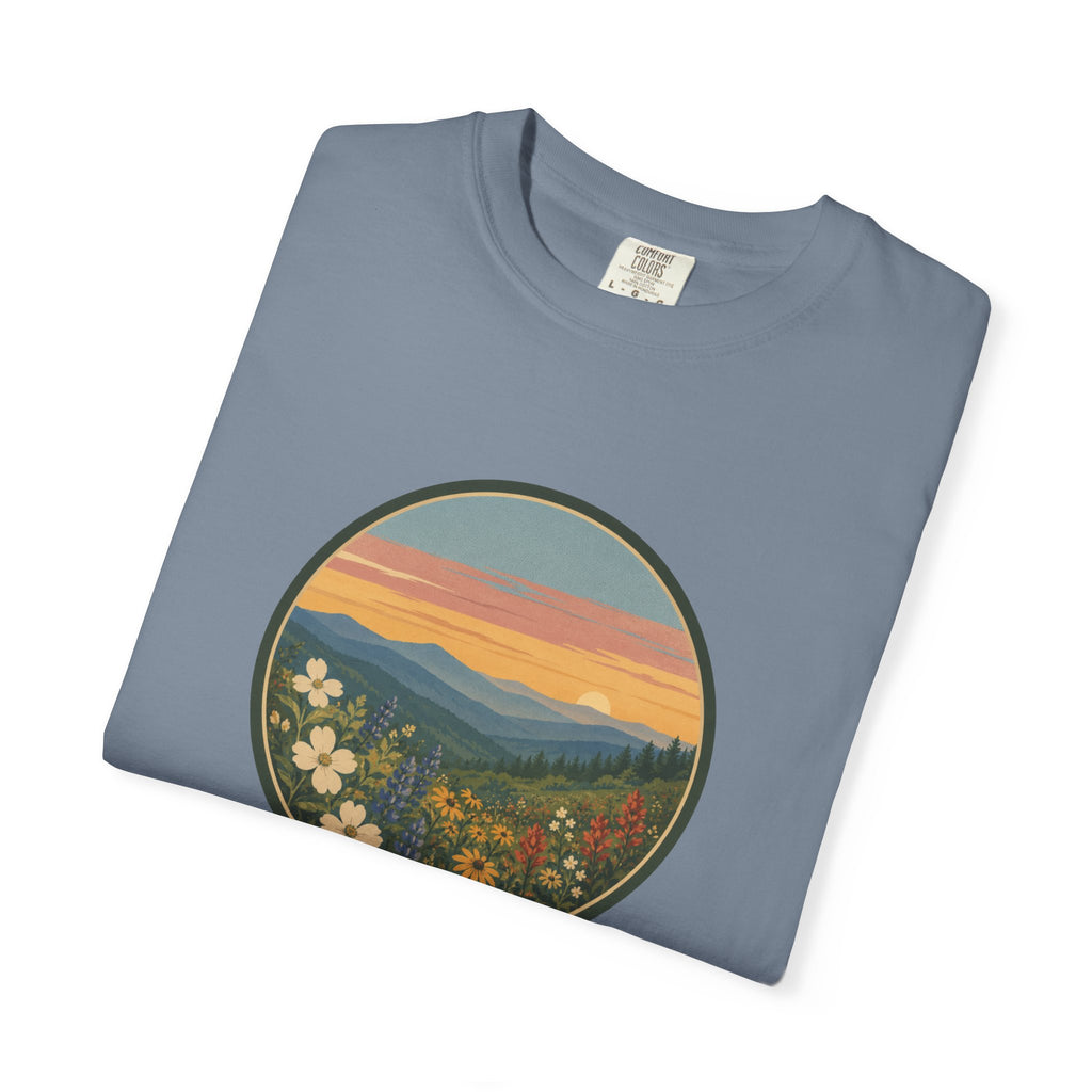 Scenic Sunset Mountain Wildflower T-Shirt
