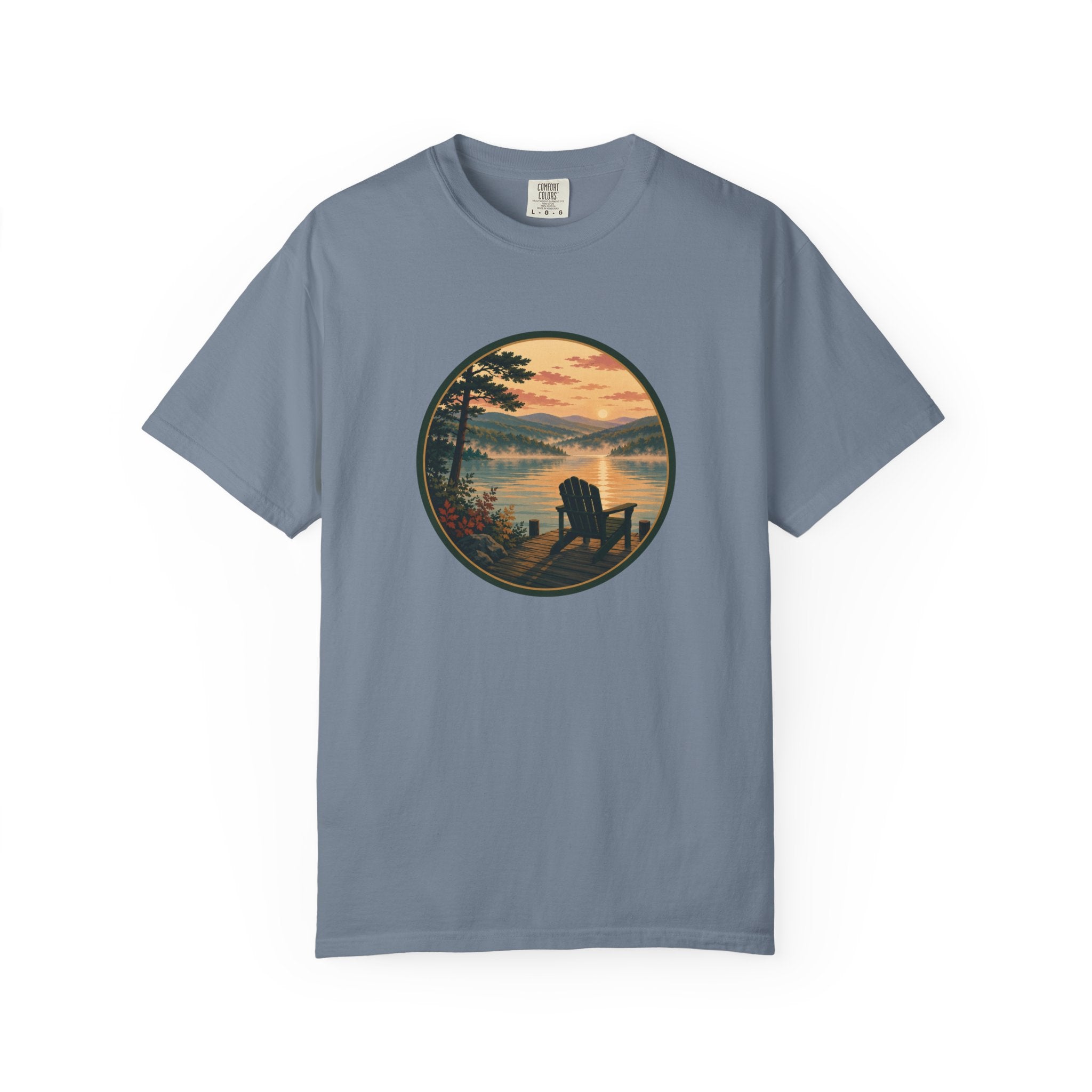 Lakeside Sunrise T-Shirt — Adirondack Chair at Sunrise Graphic Tee