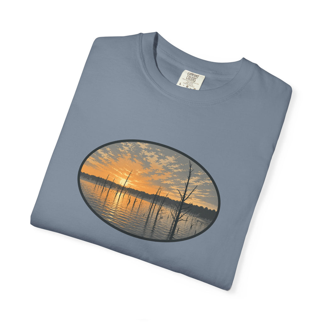 Sunrise Wooded Lake Oval T-Shirt